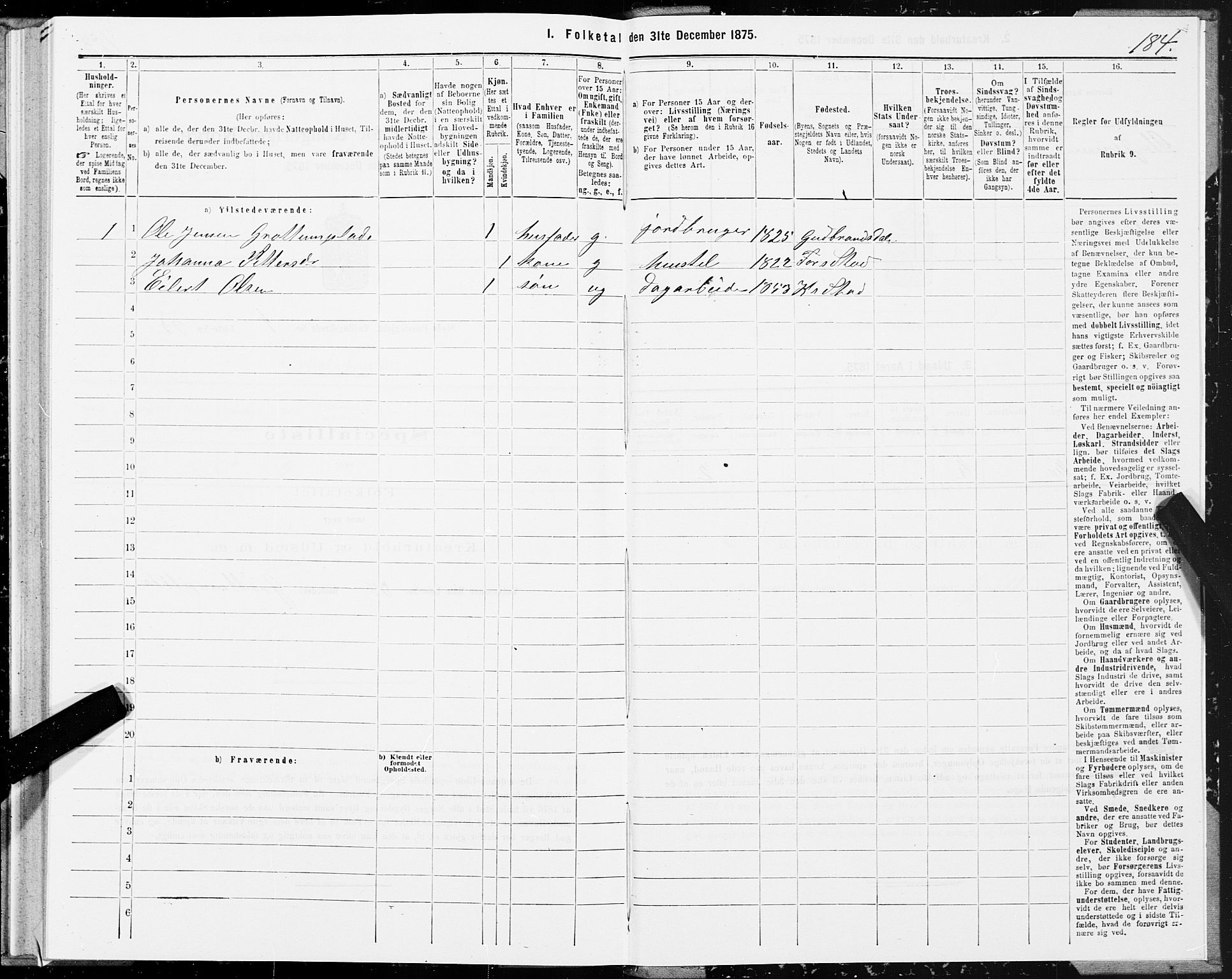 SAT, 1875 census for 1734P Stod, 1875, p. 1184