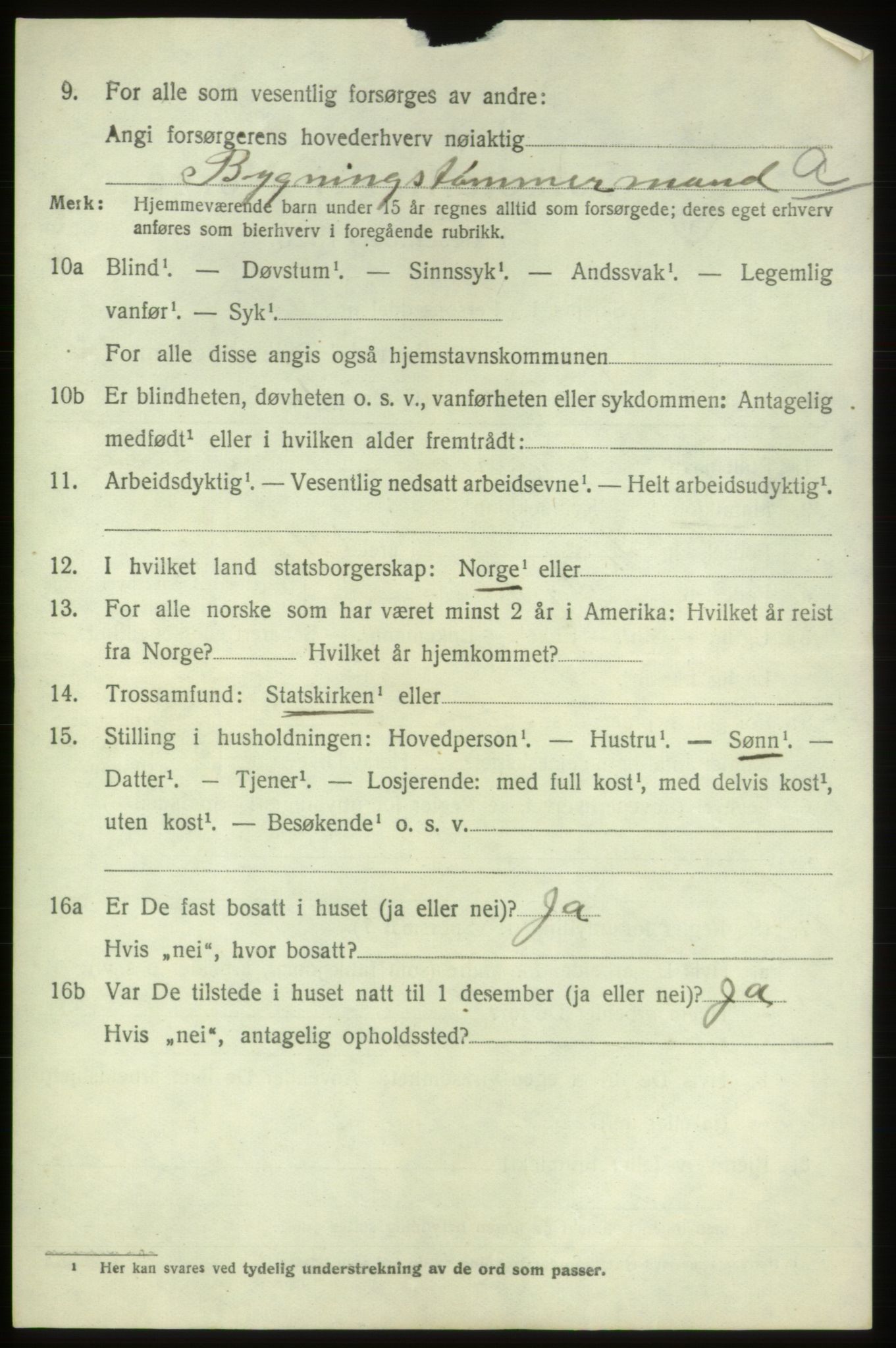 SAB, 1920 census for Tysnes, 1920, p. 8551