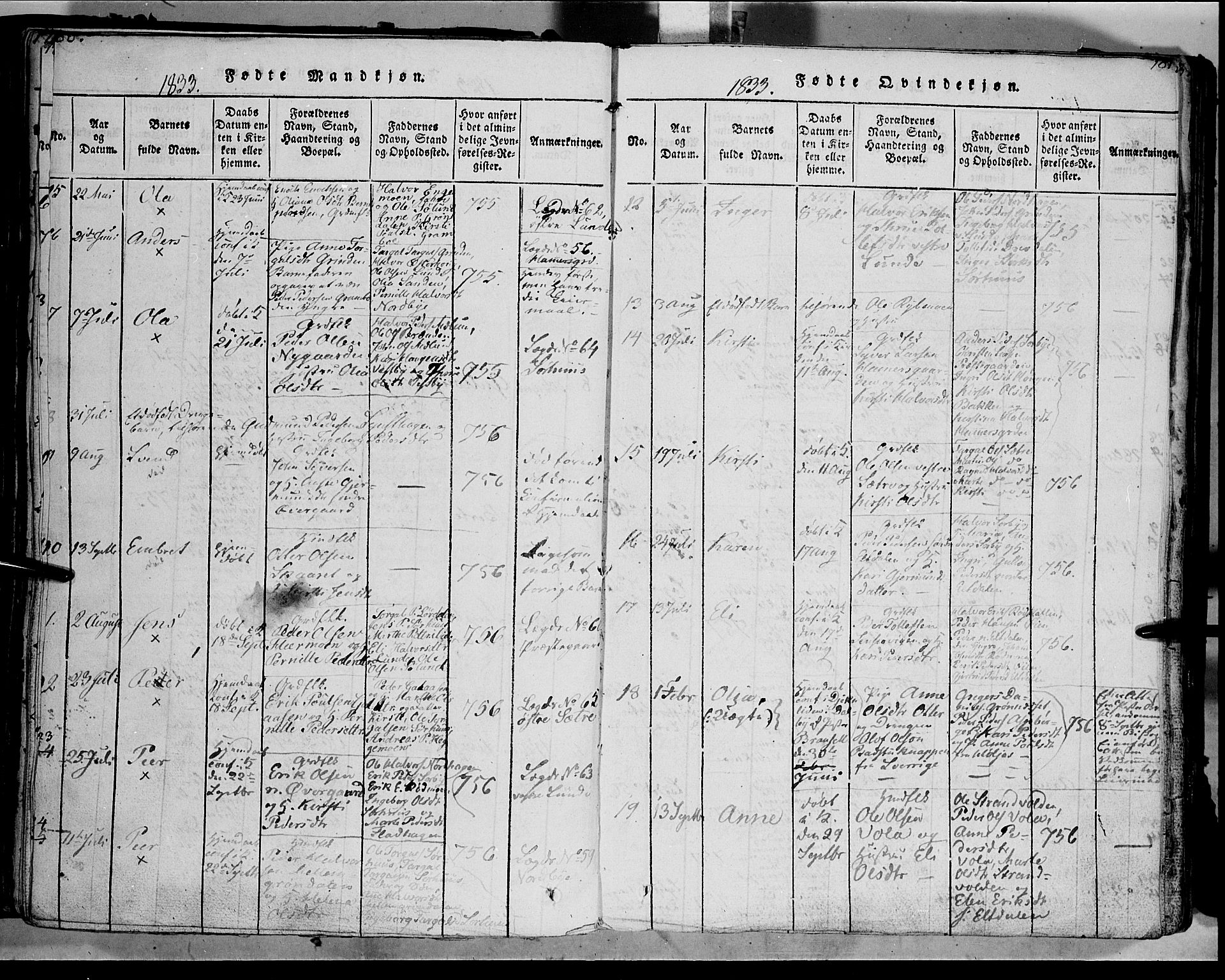 Trysil prestekontor, AV/SAH-PREST-046/H/Ha/Haa/L0003: Parish register (official) no. 3 /1, 1814-1841, p. 180-181