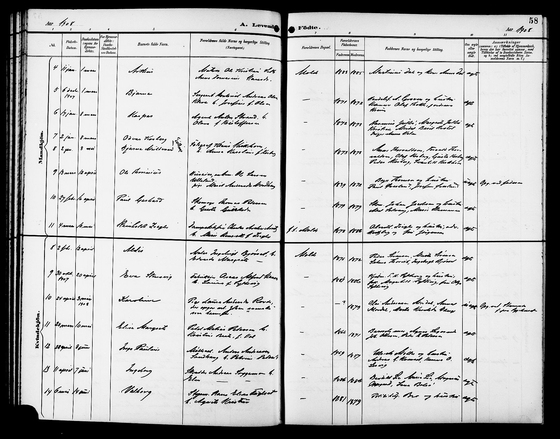 Ministerialprotokoller, klokkerbøker og fødselsregistre - Møre og Romsdal, AV/SAT-A-1454/558/L0702: Parish register (copy) no. 558C03, 1894-1915, p. 58