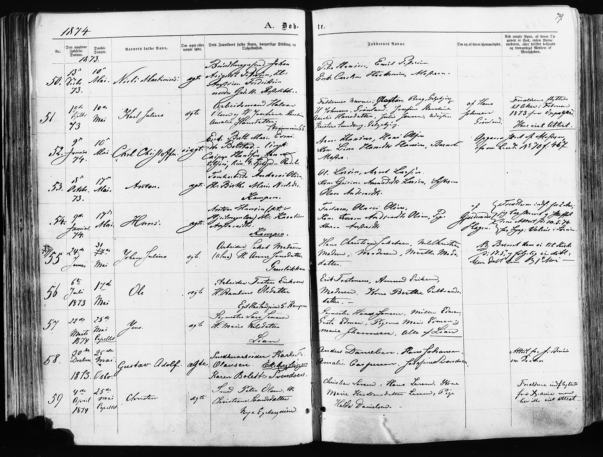 Østre Aker prestekontor Kirkebøker, SAO/A-10840/F/Fa/L0003: Parish register (official) no. I 3, 1869-1875, p. 79