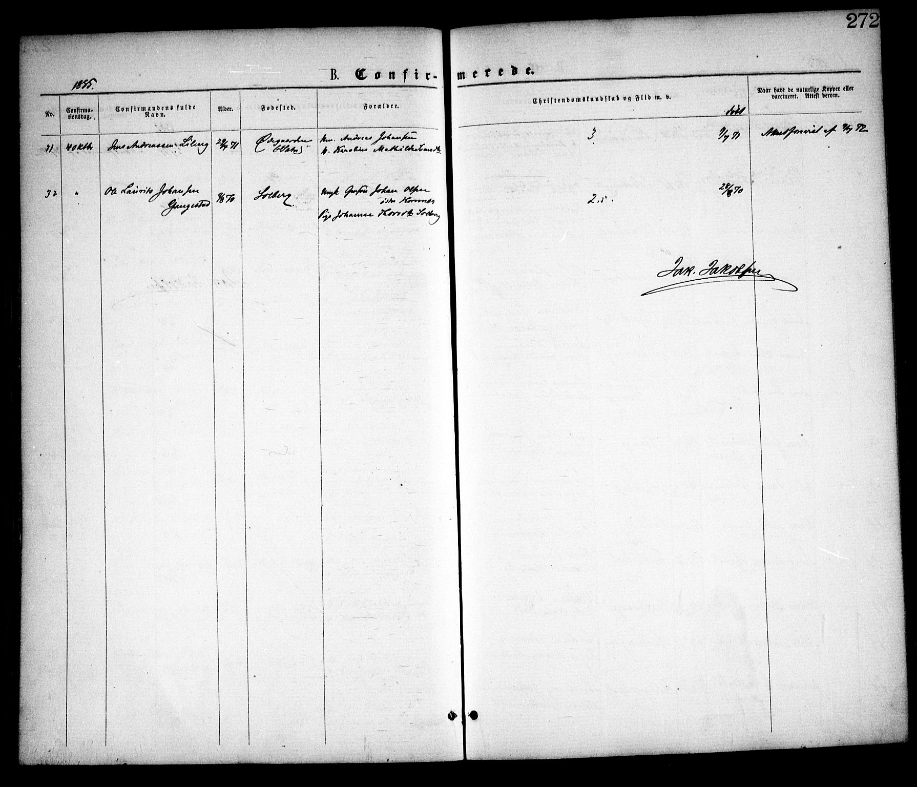 Skjeberg prestekontor Kirkebøker, AV/SAO-A-10923/F/Fa/L0008: Parish register (official) no. I 8, 1869-1885, p. 272