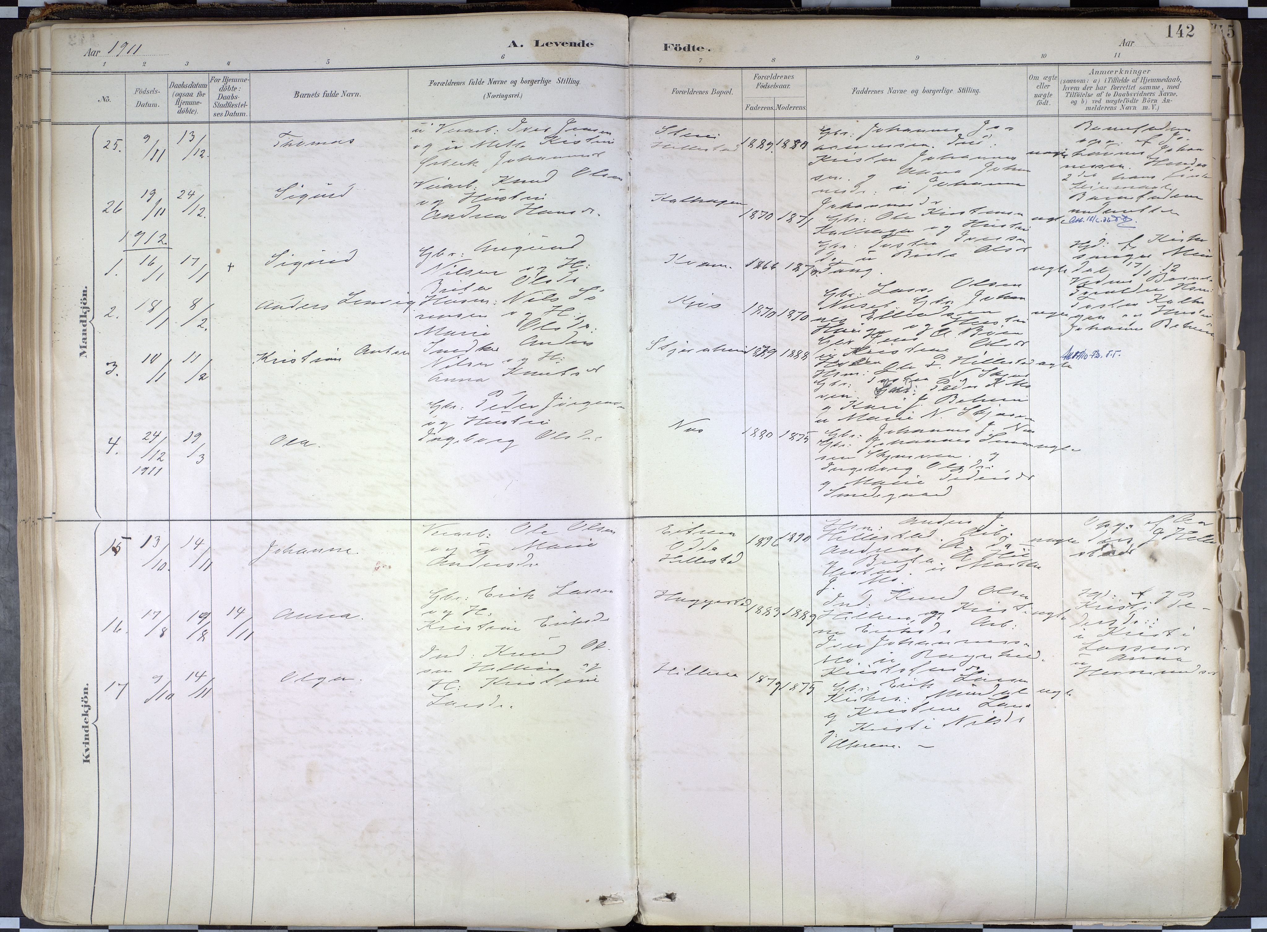 Hafslo sokneprestembete, AV/SAB-A-80301/H/Haa/Haab/L0001: Parish register (official) no. B 1, 1886-1945, p. 142