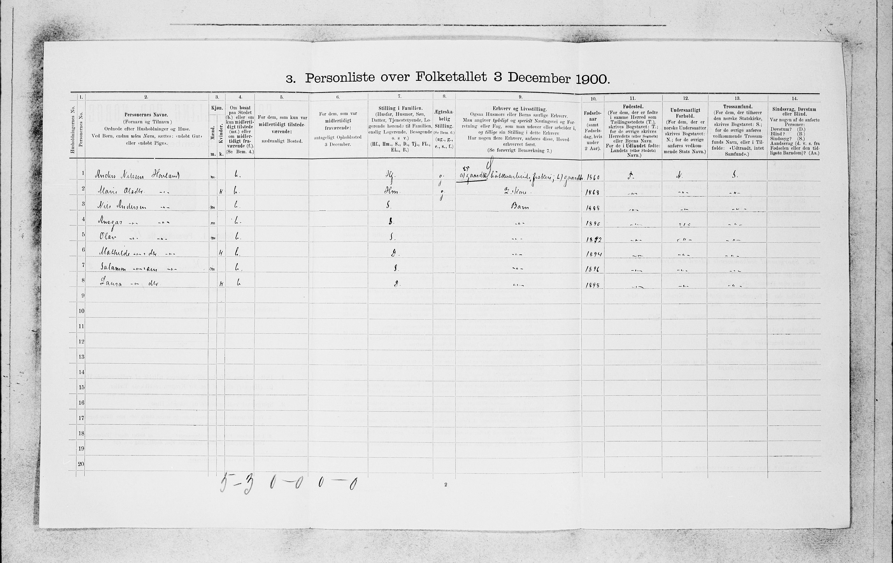 SAB, 1900 census for Kinn, 1900, p. 237