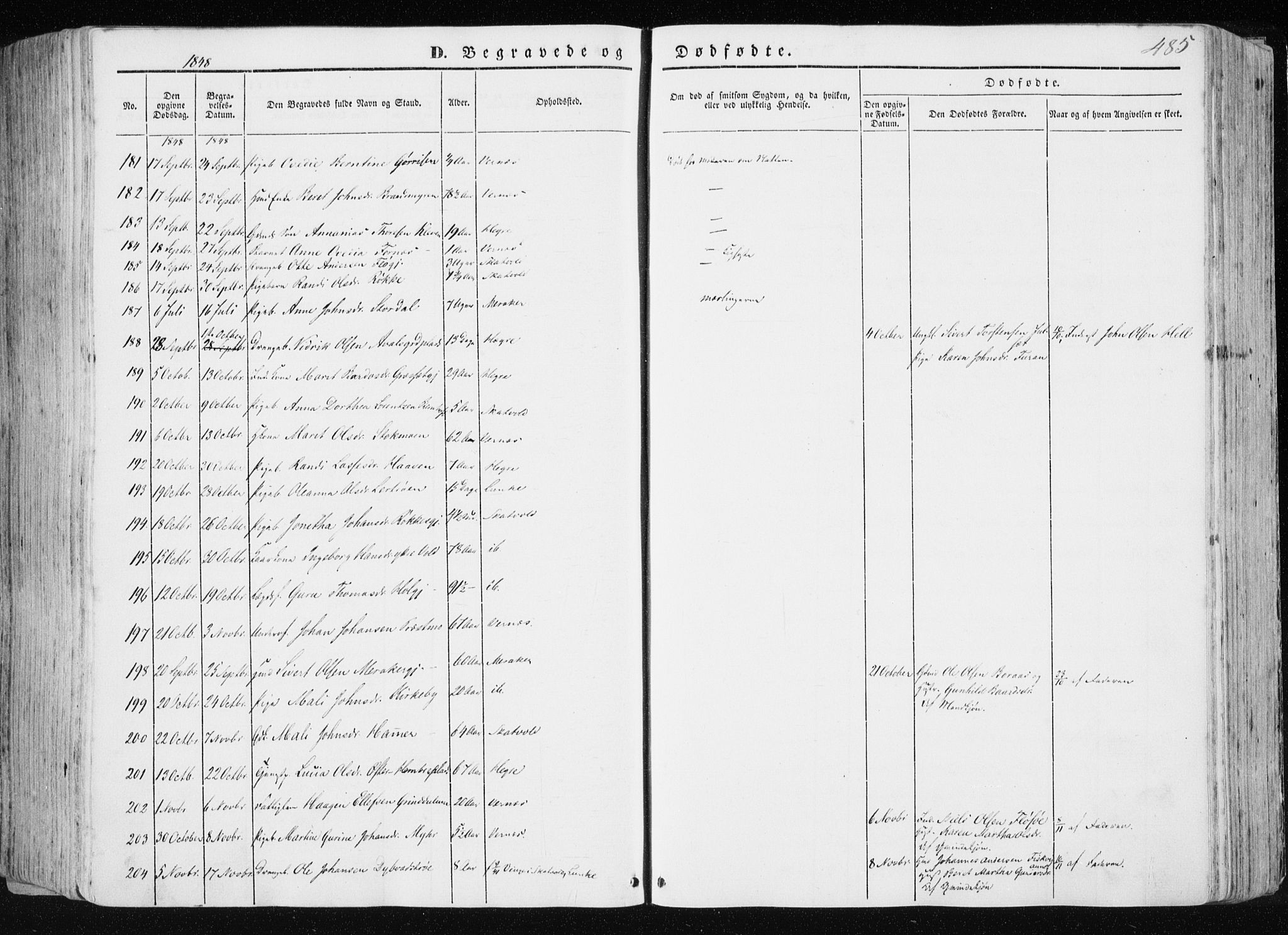 Ministerialprotokoller, klokkerbøker og fødselsregistre - Nord-Trøndelag, AV/SAT-A-1458/709/L0074: Parish register (official) no. 709A14, 1845-1858, p. 485