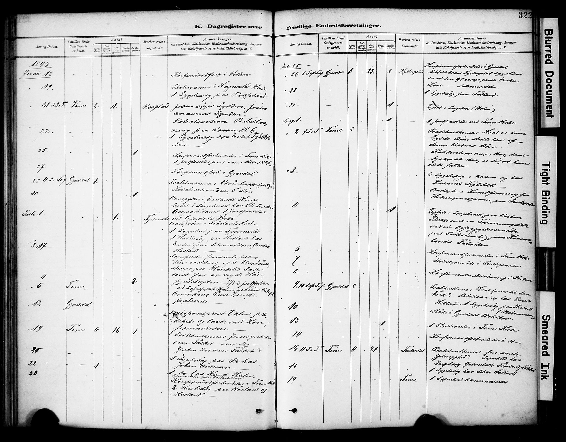 Lye sokneprestkontor, AV/SAST-A-101794/001/30BA/L0011: Parish register (official) no. A 9, 1893-1903, p. 322