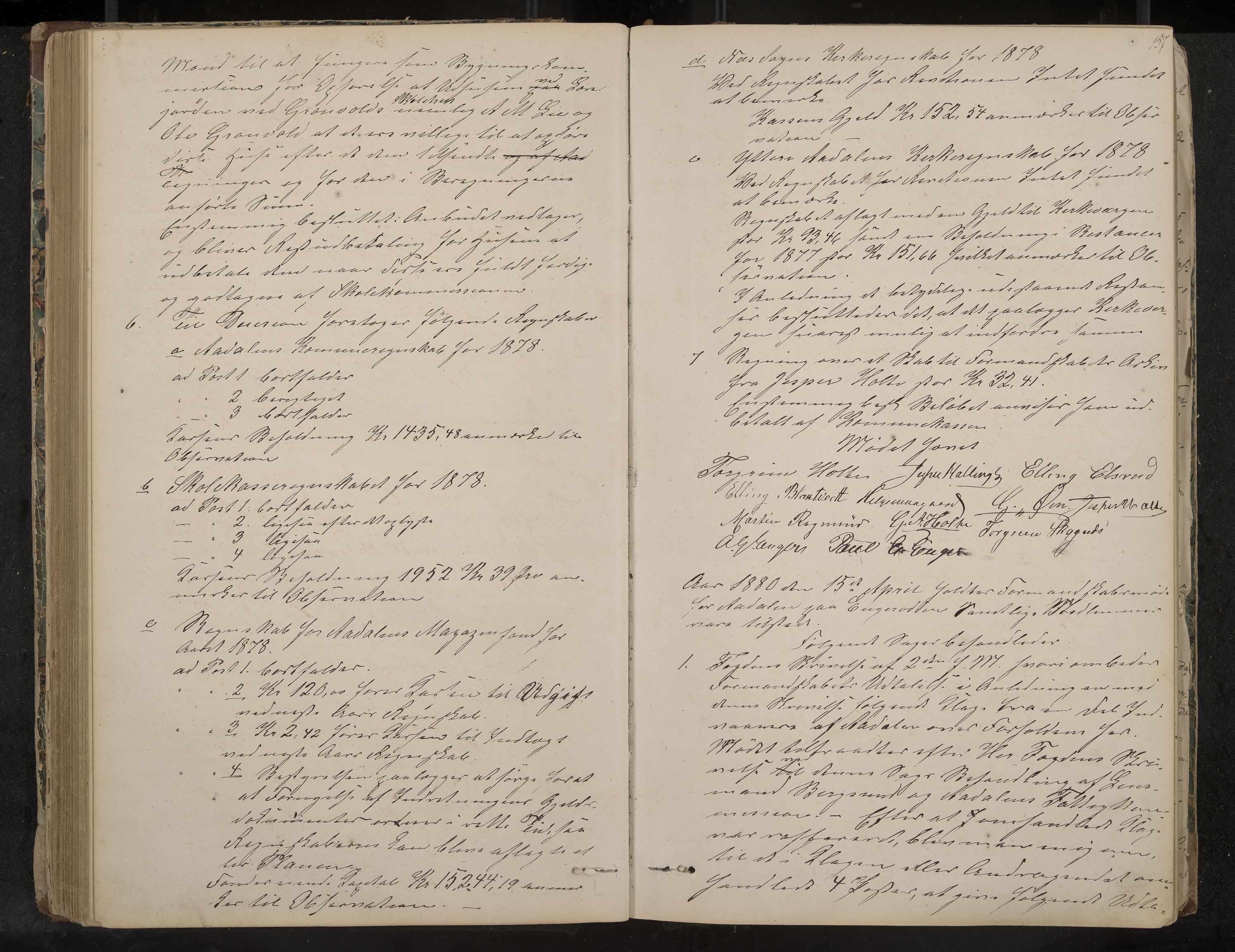 Ådal formannskap og sentraladministrasjon, IKAK/0614021/A/Aa/L0001: Møtebok, 1858-1891, p. 157