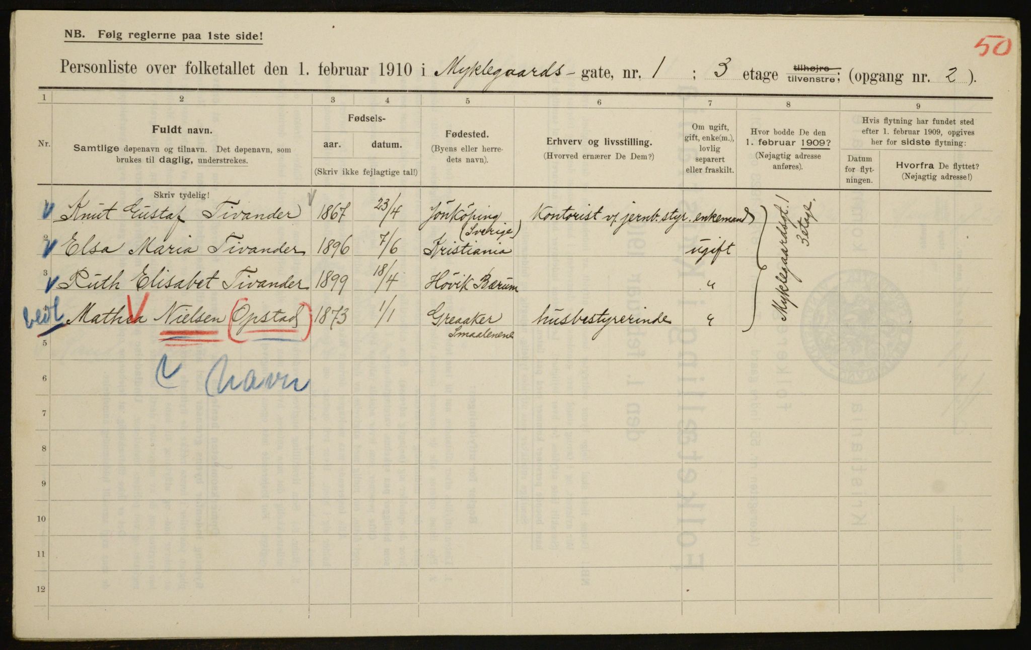 OBA, Municipal Census 1910 for Kristiania, 1910, p. 65824