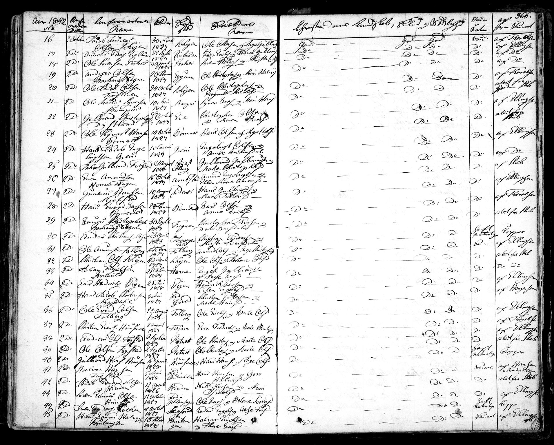 Nes prestekontor Kirkebøker, AV/SAO-A-10410/F/Fa/L0006: Parish register (official) no. I 6, 1833-1845, p. 366