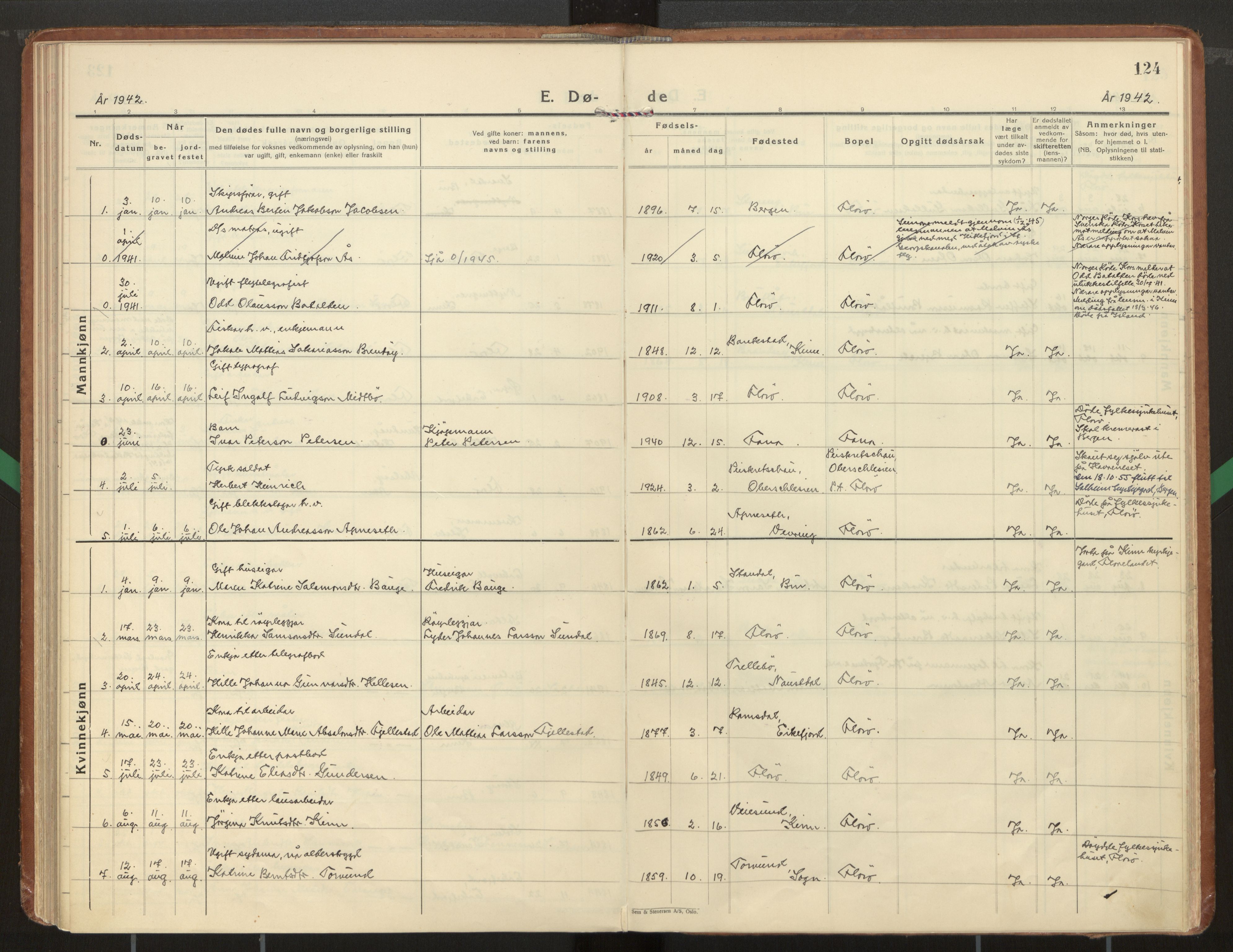 Kinn sokneprestembete, AV/SAB-A-80801/H/Haa/Haac/L0004: Parish register (official) no. C 4, 1935-1947, p. 124