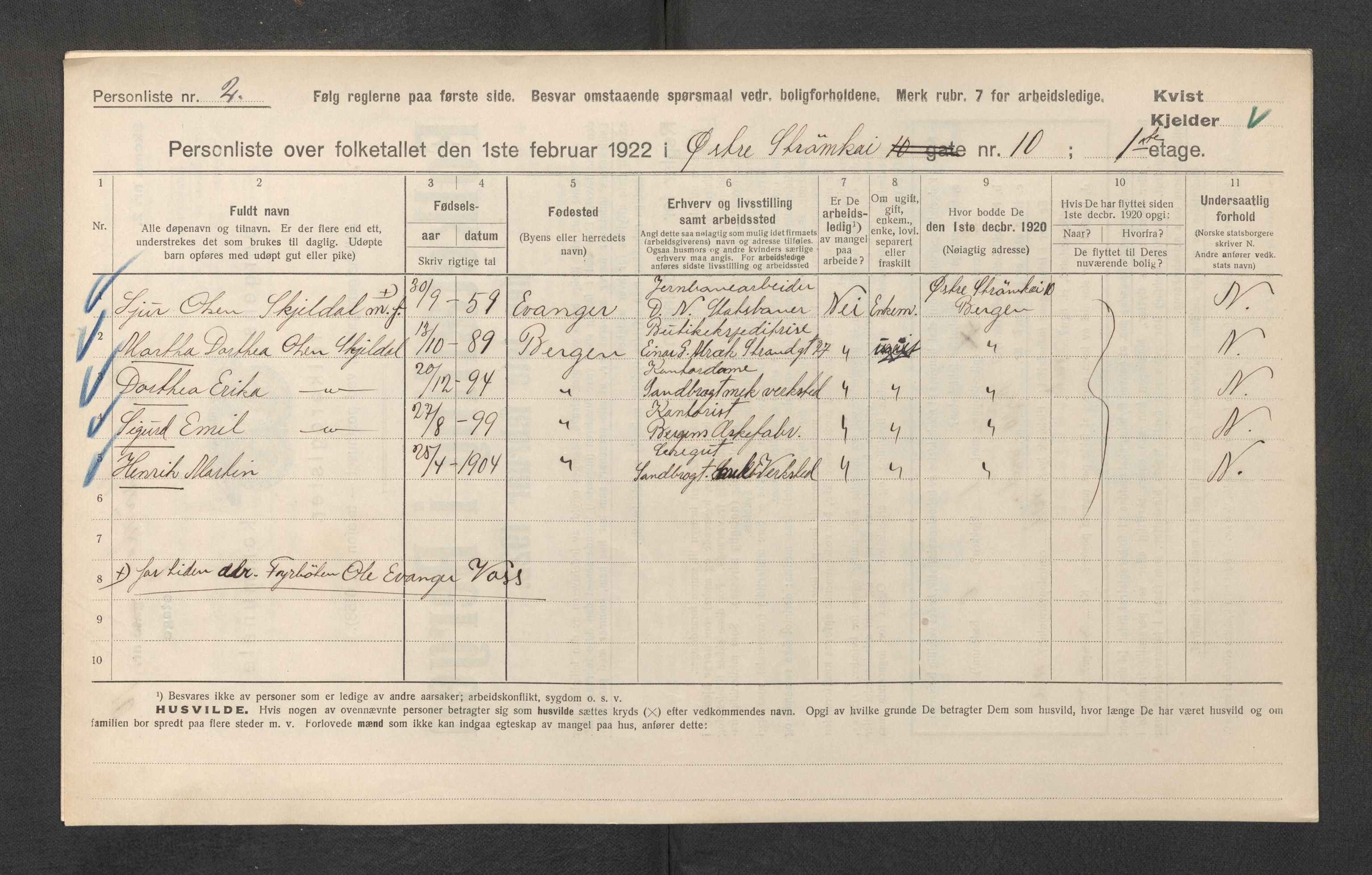 SAB, Municipal Census 1922 for Bergen, 1922, p. 41086