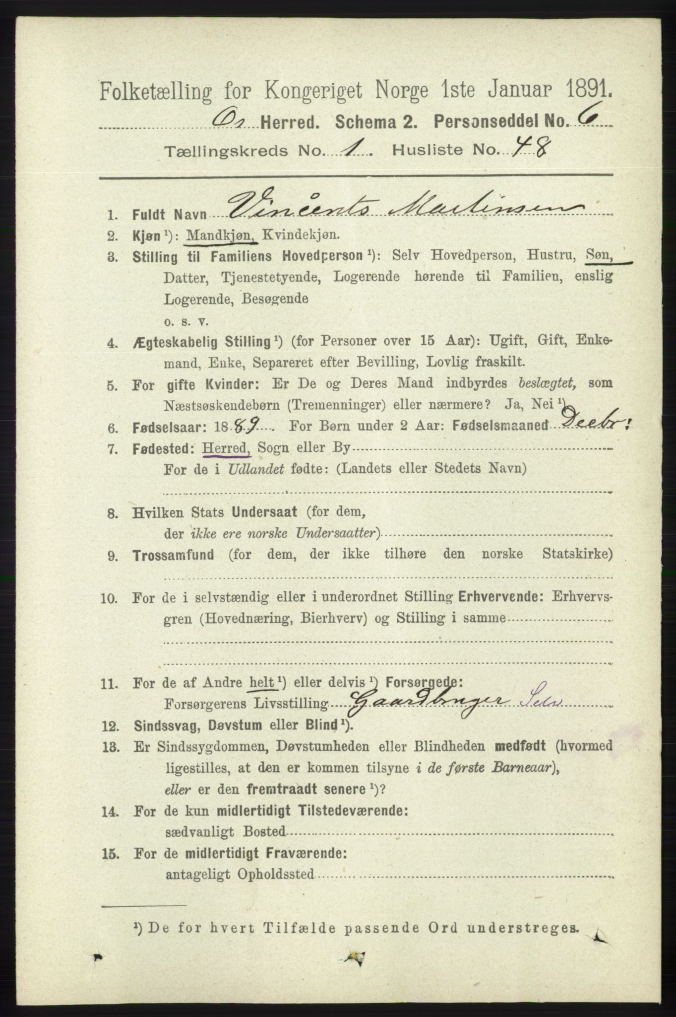 RA, 1891 census for 1243 Os, 1891, p. 350