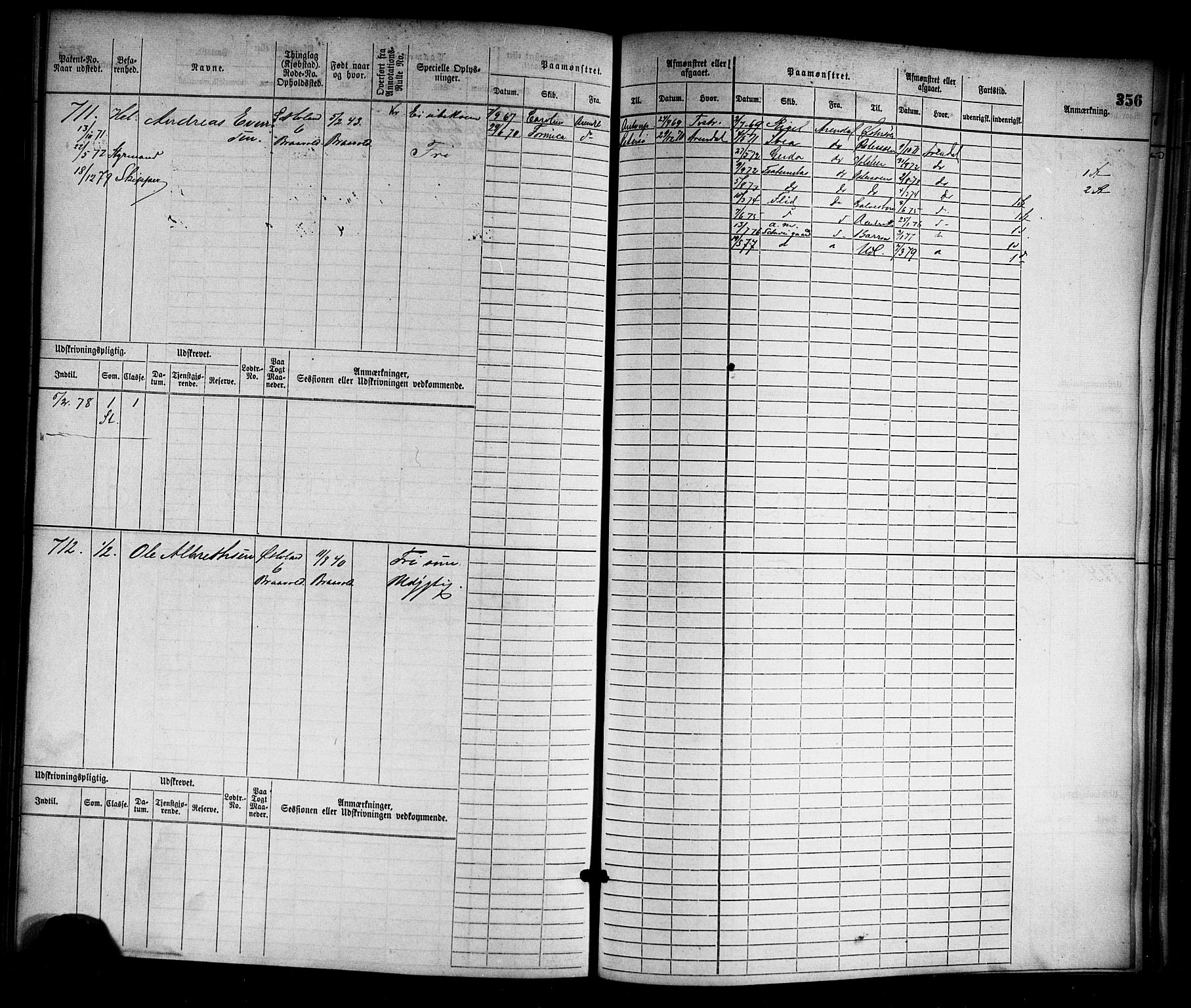 Arendal mønstringskrets, SAK/2031-0012/F/Fb/L0010: Hovedrulle nr 1-774, S-8, 1868-1885, p. 369