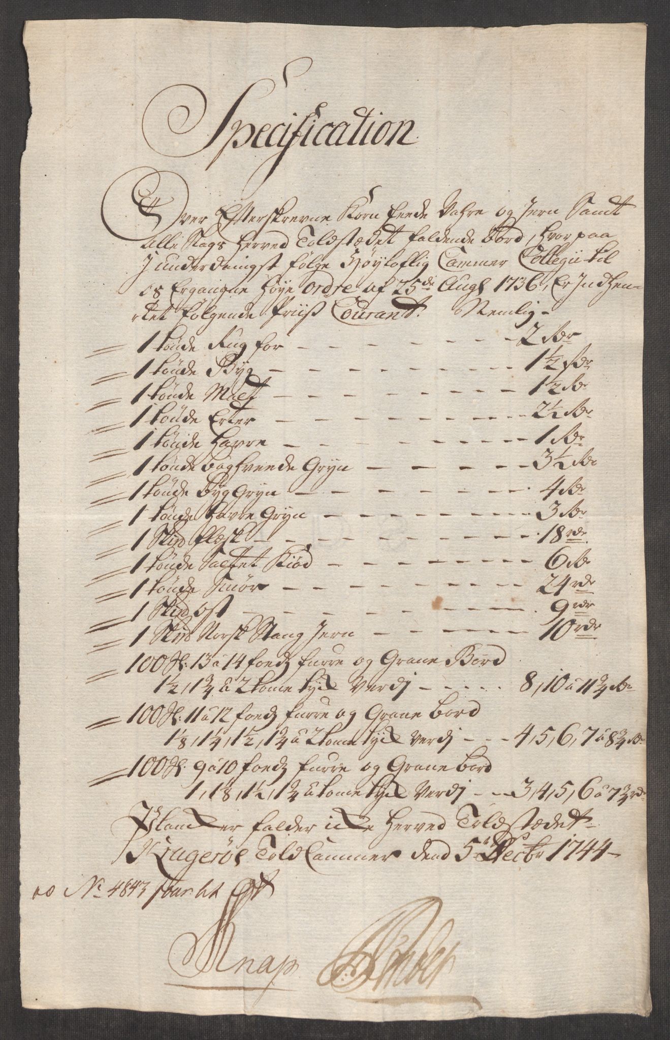 Rentekammeret inntil 1814, Realistisk ordnet avdeling, RA/EA-4070/Oe/L0002: [Ø1]: Priskuranter, 1740-1744, p. 954