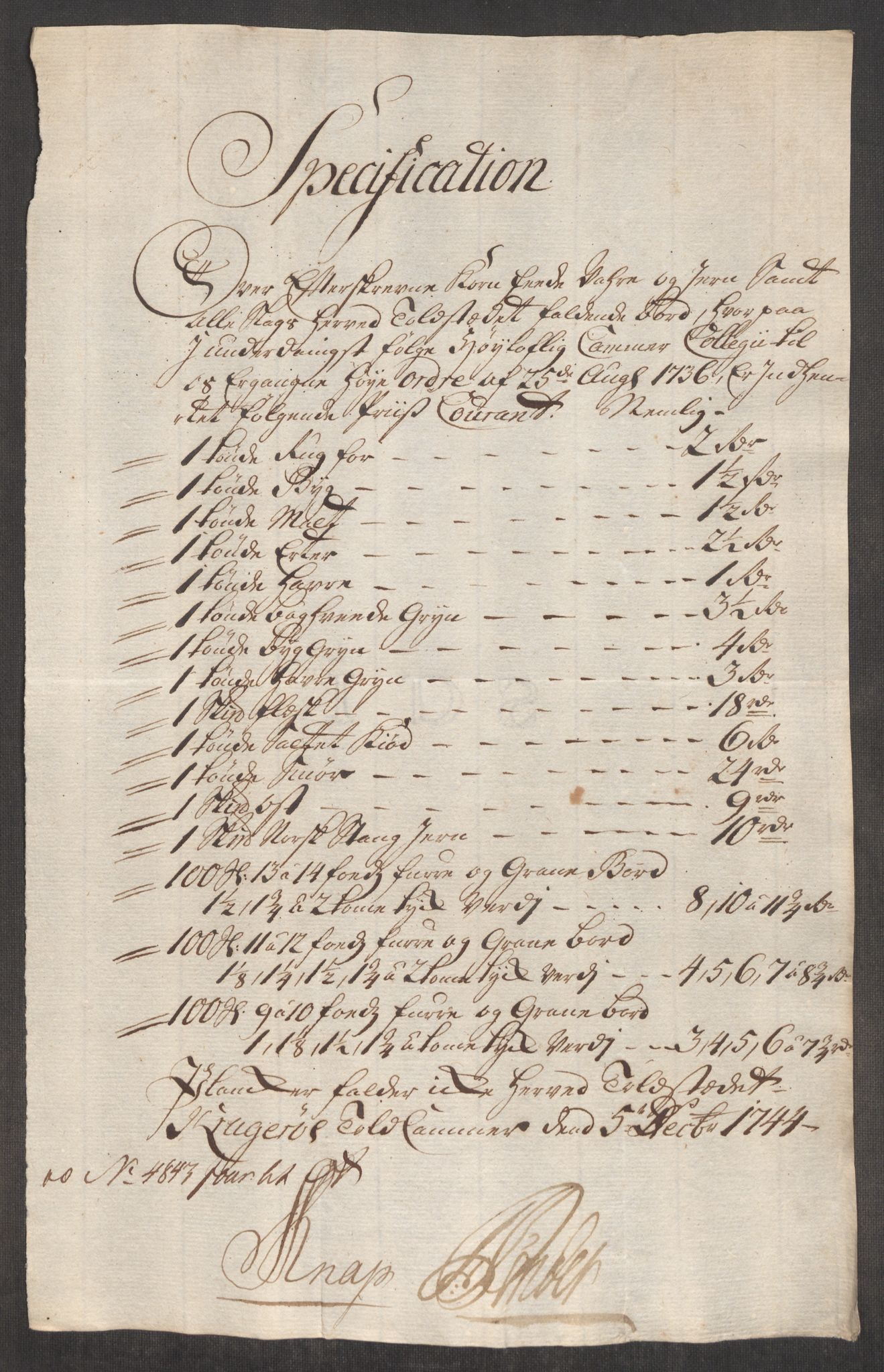 Rentekammeret inntil 1814, Realistisk ordnet avdeling, AV/RA-EA-4070/Oe/L0002: [Ø1]: Priskuranter, 1740-1744, p. 954