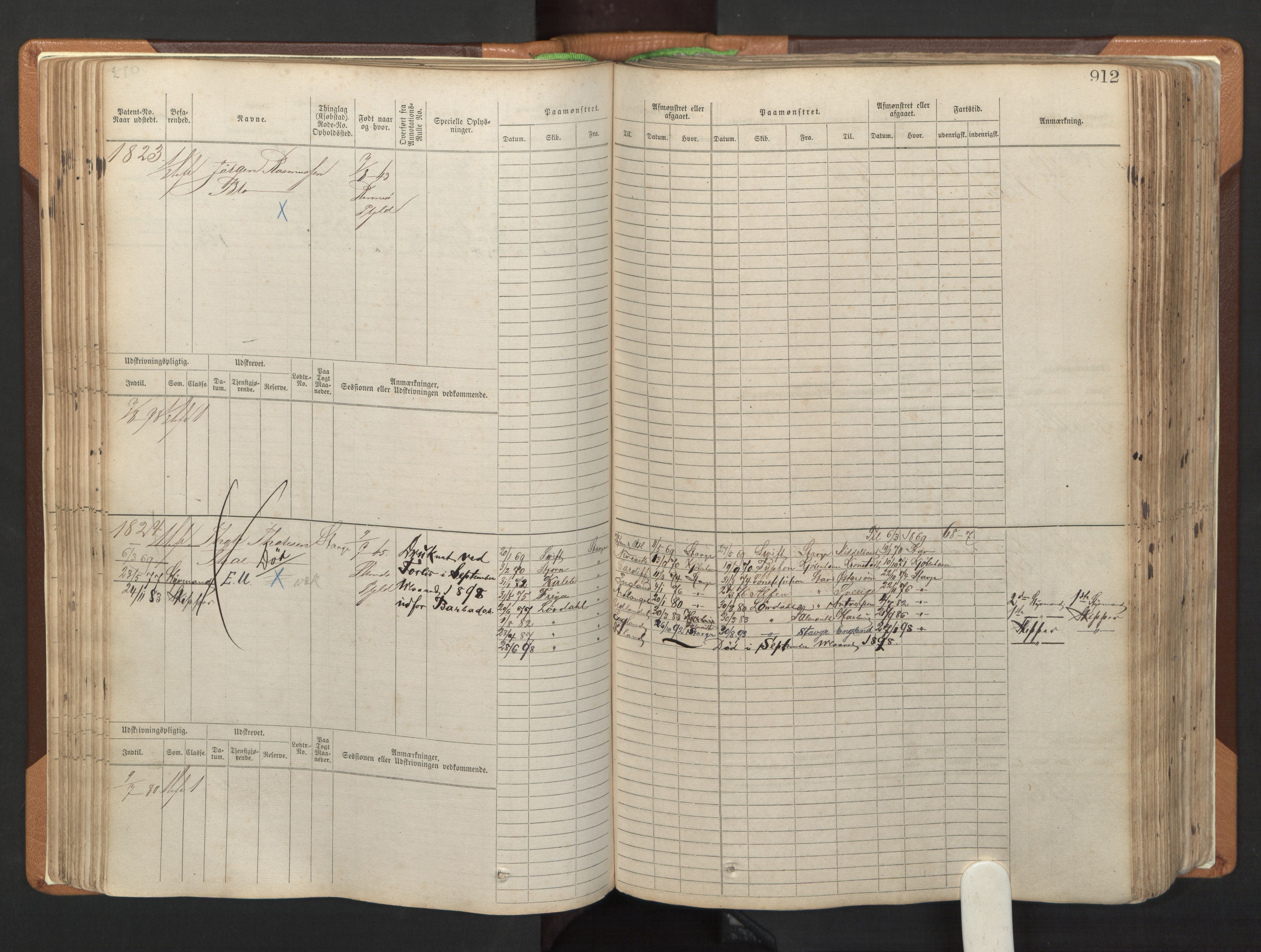 Stavanger sjømannskontor, AV/SAST-A-102006/F/Fb/Fbb/L0006: Sjøfartshovedrulle, patentnr. 1607-2402 (del 3), 1869-1880, p. 111