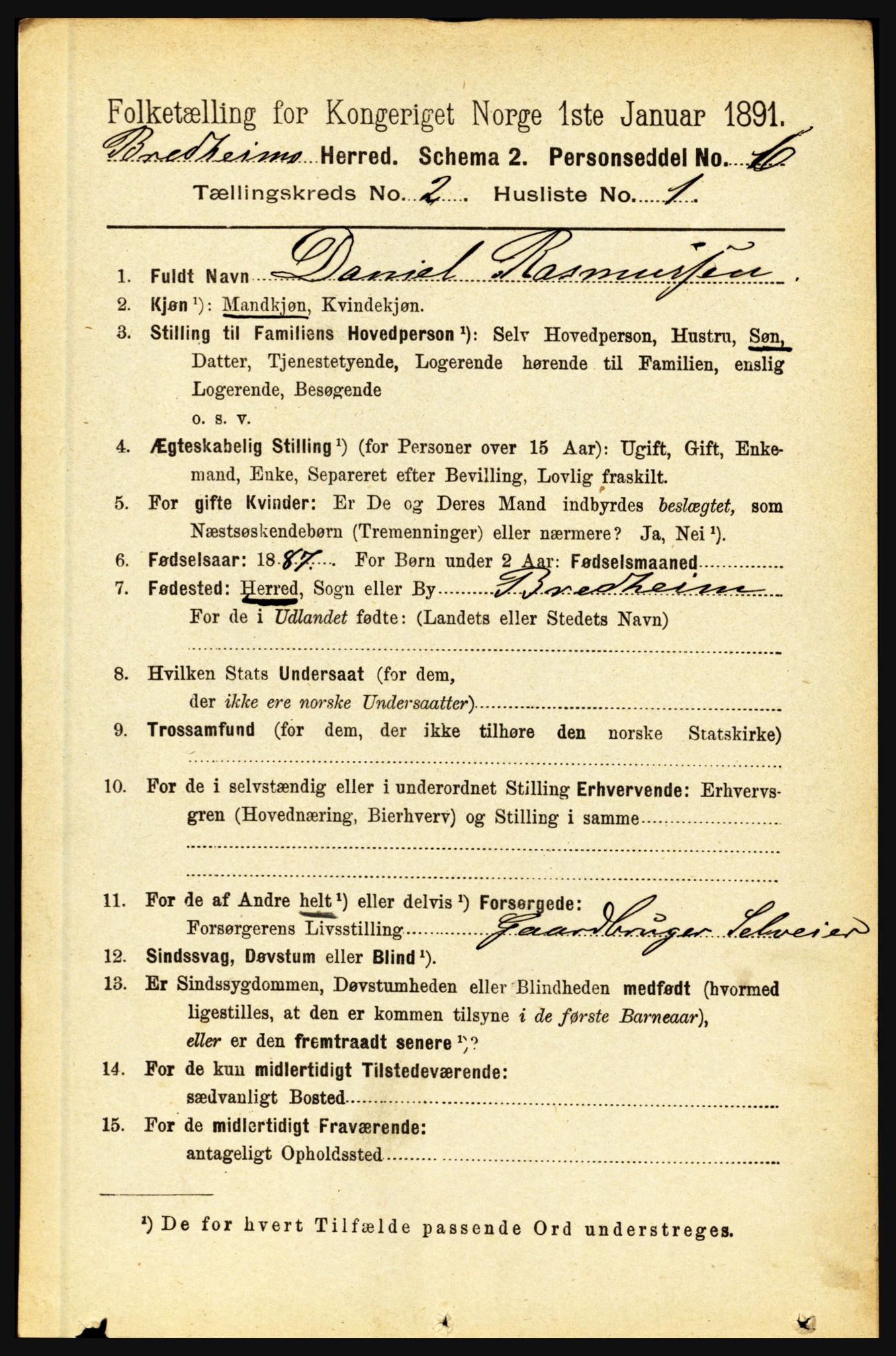 RA, 1891 census for 1446 Breim, 1891, p. 376