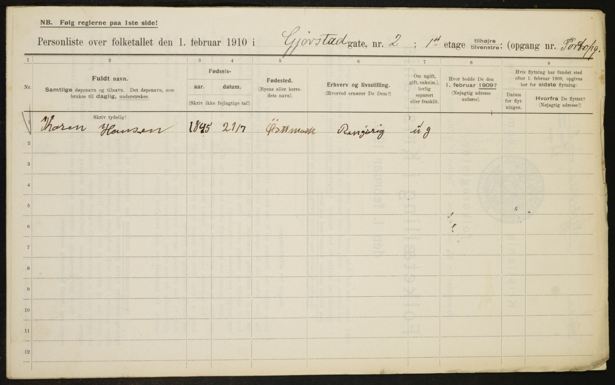 OBA, Municipal Census 1910 for Kristiania, 1910, p. 27868