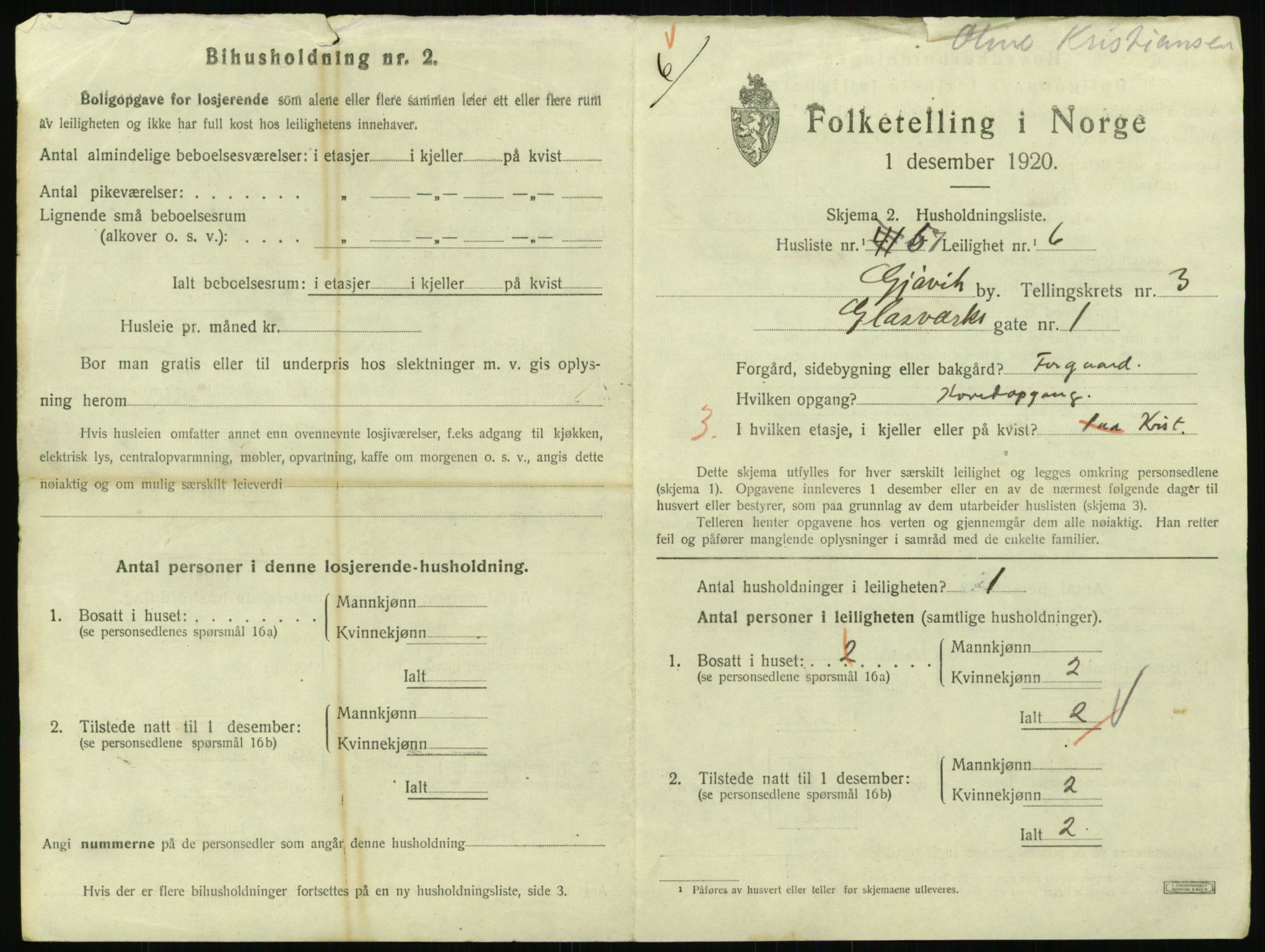 SAH, 1920 census for Gjøvik, 1920, p. 1748