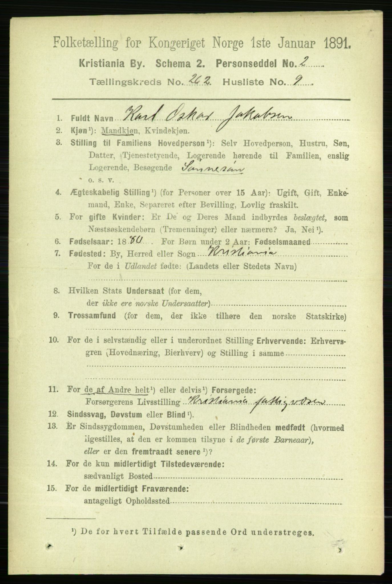 RA, 1891 census for 0301 Kristiania, 1891, p. 159255