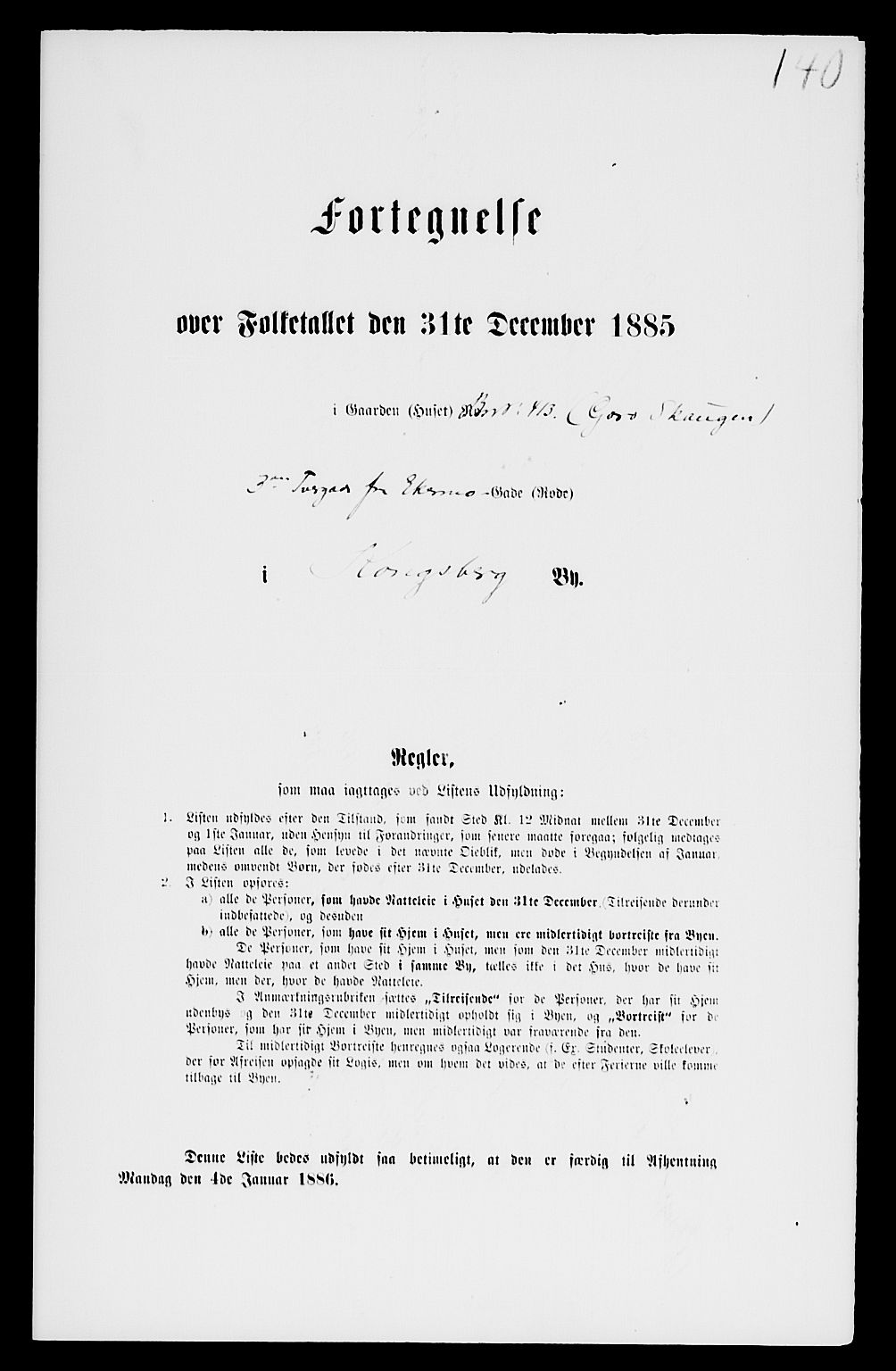 SAKO, 1885 census for 0604 Kongsberg, 1885, p. 960
