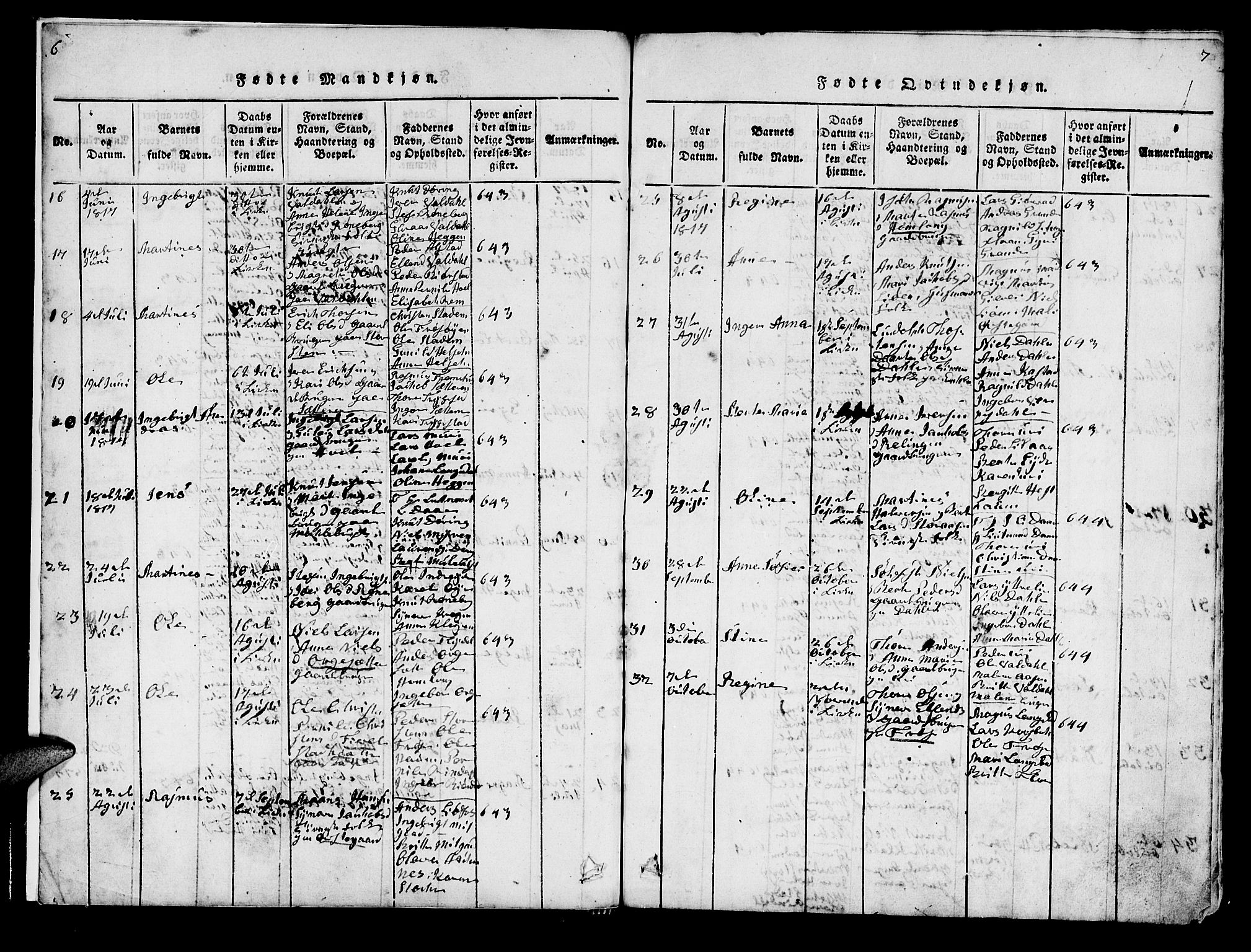 Ministerialprotokoller, klokkerbøker og fødselsregistre - Møre og Romsdal, SAT/A-1454/519/L0246: Parish register (official) no. 519A05, 1817-1834, p. 6-7