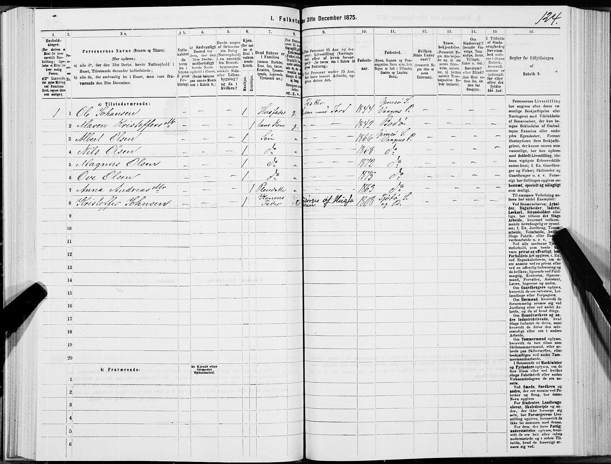 SAT, 1875 census for 1865P Vågan, 1875, p. 5124
