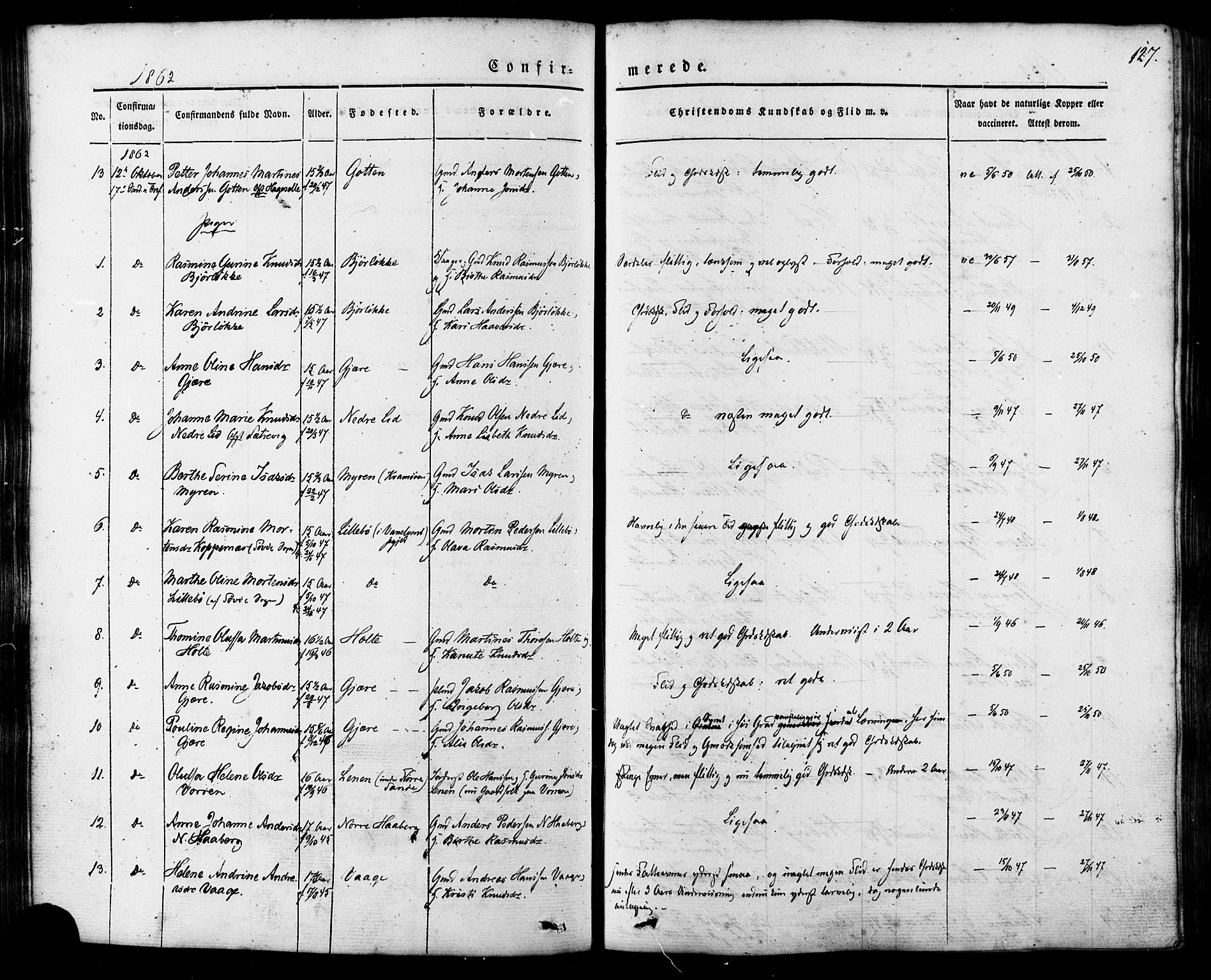 Ministerialprotokoller, klokkerbøker og fødselsregistre - Møre og Romsdal, AV/SAT-A-1454/503/L0034: Parish register (official) no. 503A02, 1841-1884, p. 127