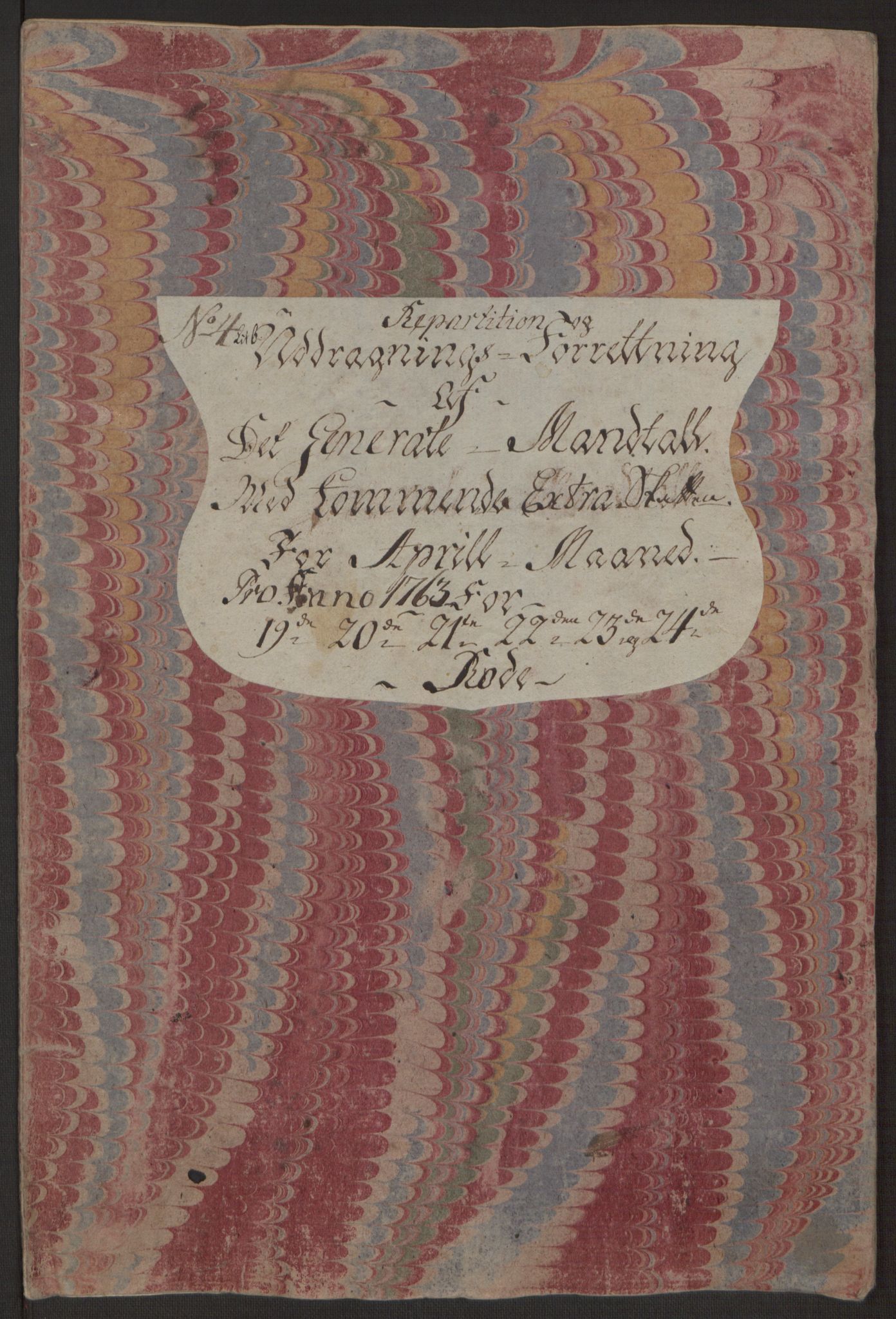 Rentekammeret inntil 1814, Reviderte regnskaper, Byregnskaper, AV/RA-EA-4066/R/Rp/L0366/0001: [P20] Kontribusjonsregnskap / Ekstraskatt, 1763, p. 226