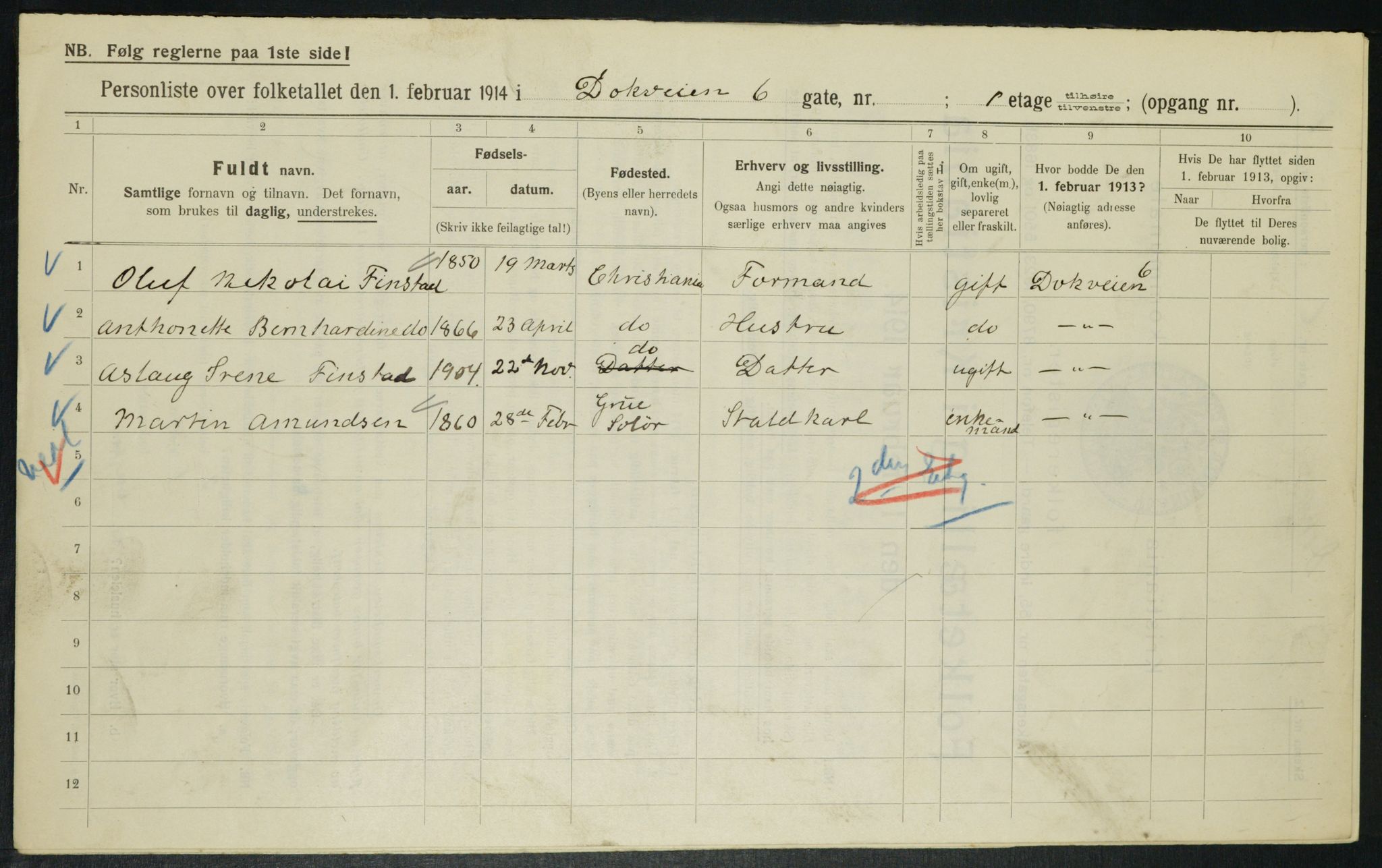 OBA, Municipal Census 1914 for Kristiania, 1914, p. 16017