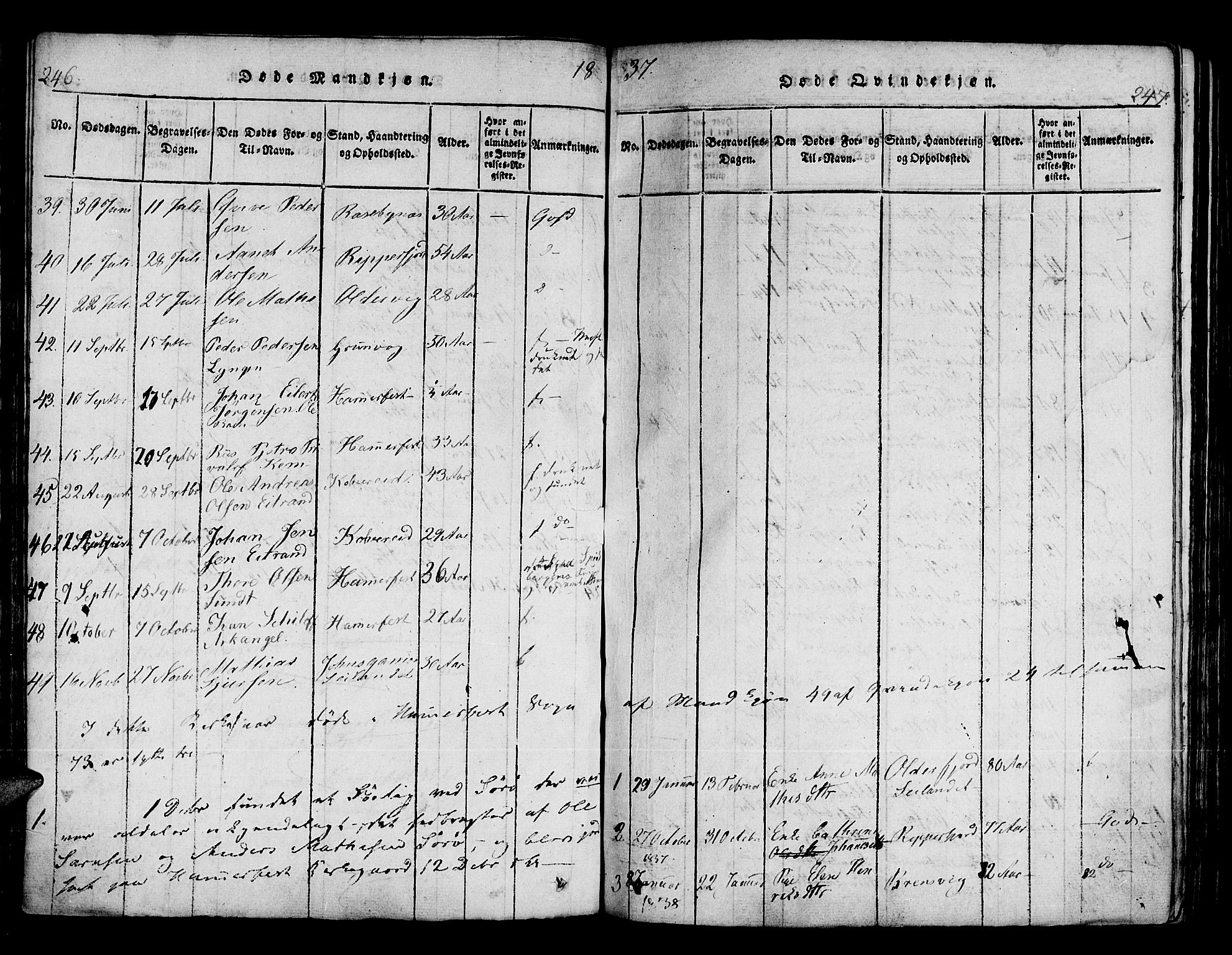 Hammerfest sokneprestkontor, SATØ/S-1347/H/Ha/L0003.kirke: Parish register (official) no. 3, 1821-1842, p. 246-247
