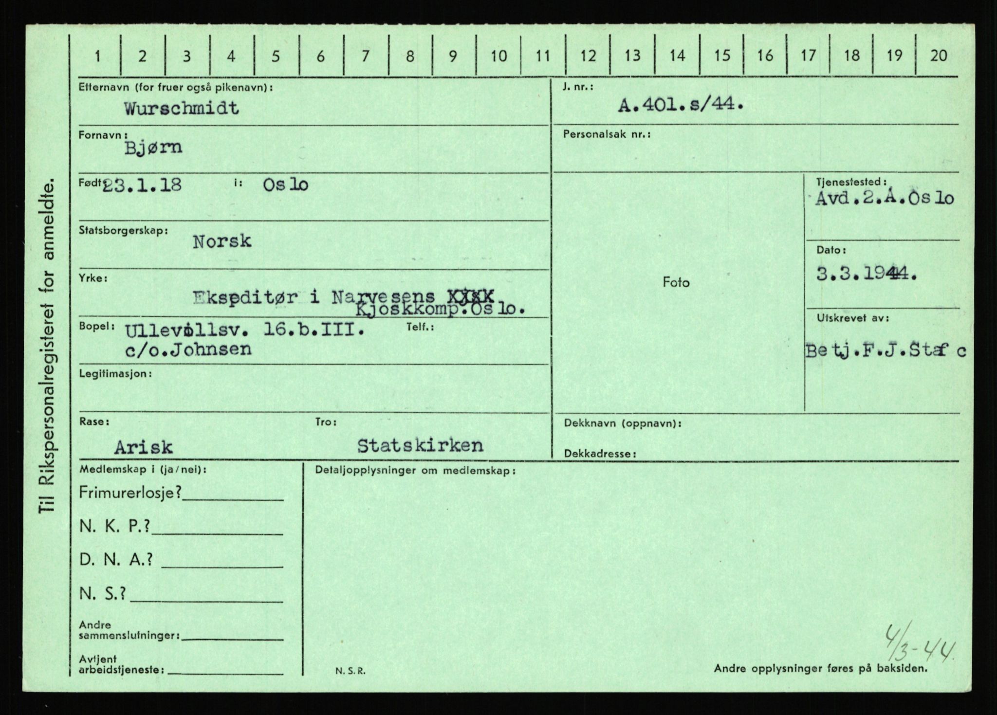 Statspolitiet - Hovedkontoret / Osloavdelingen, AV/RA-S-1329/C/Ca/L0016: Uberg - Øystese, 1943-1945, p. 3184