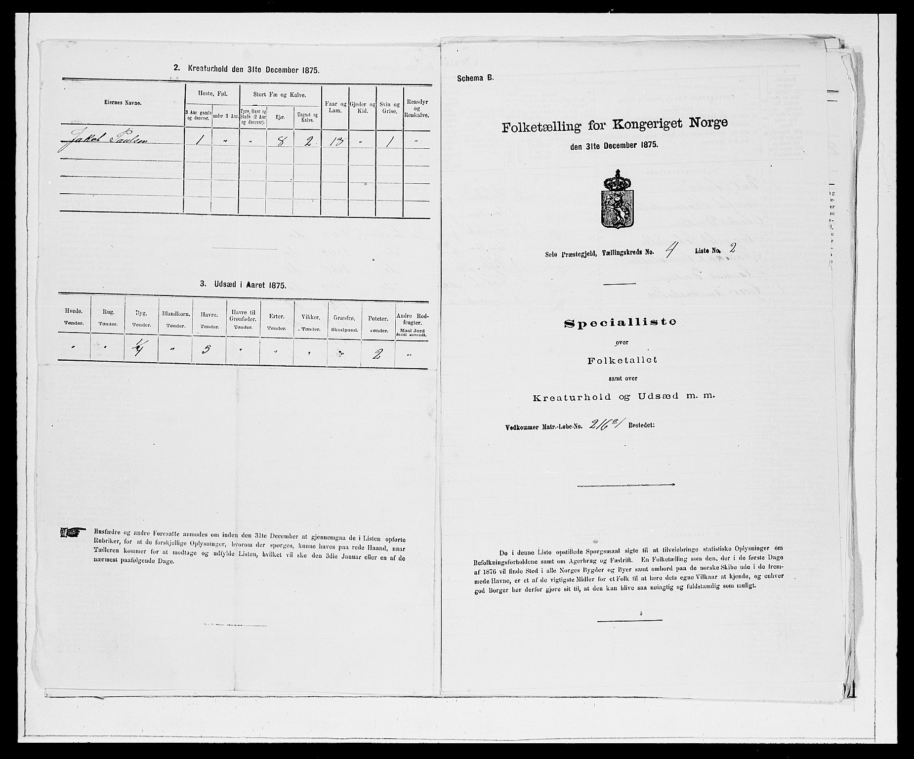 SAB, 1875 Census for 1441P Selje, 1875, p. 468