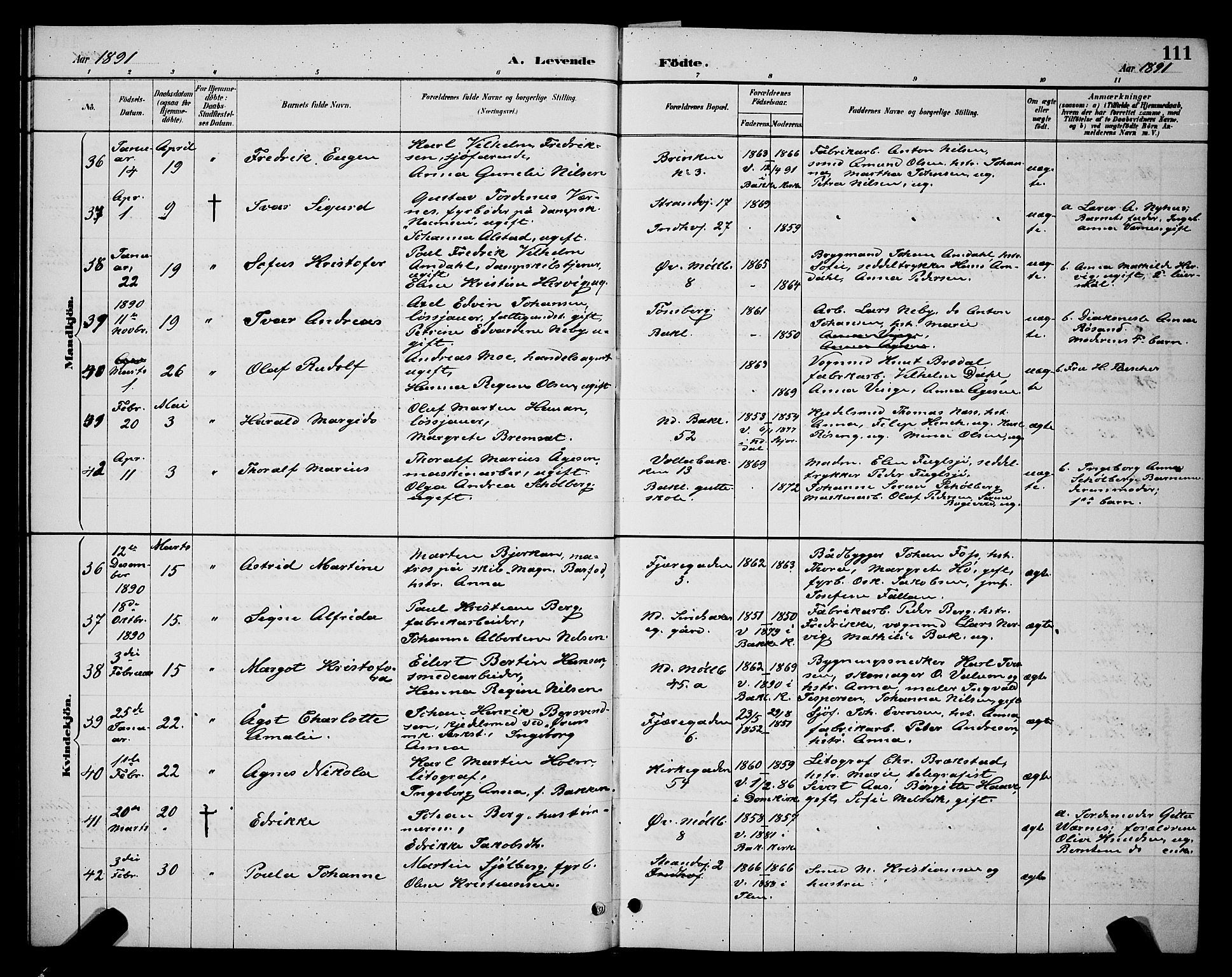 Ministerialprotokoller, klokkerbøker og fødselsregistre - Sør-Trøndelag, AV/SAT-A-1456/604/L0222: Parish register (copy) no. 604C05, 1886-1895, p. 111