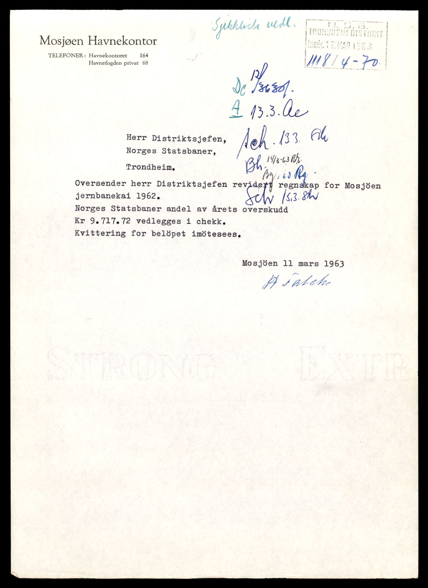 Norges statsbaner (NSB) - Trondheim distrikt, AV/SAT-A-6436/0002/Dd/L0817: --, 1953-1980, p. 261