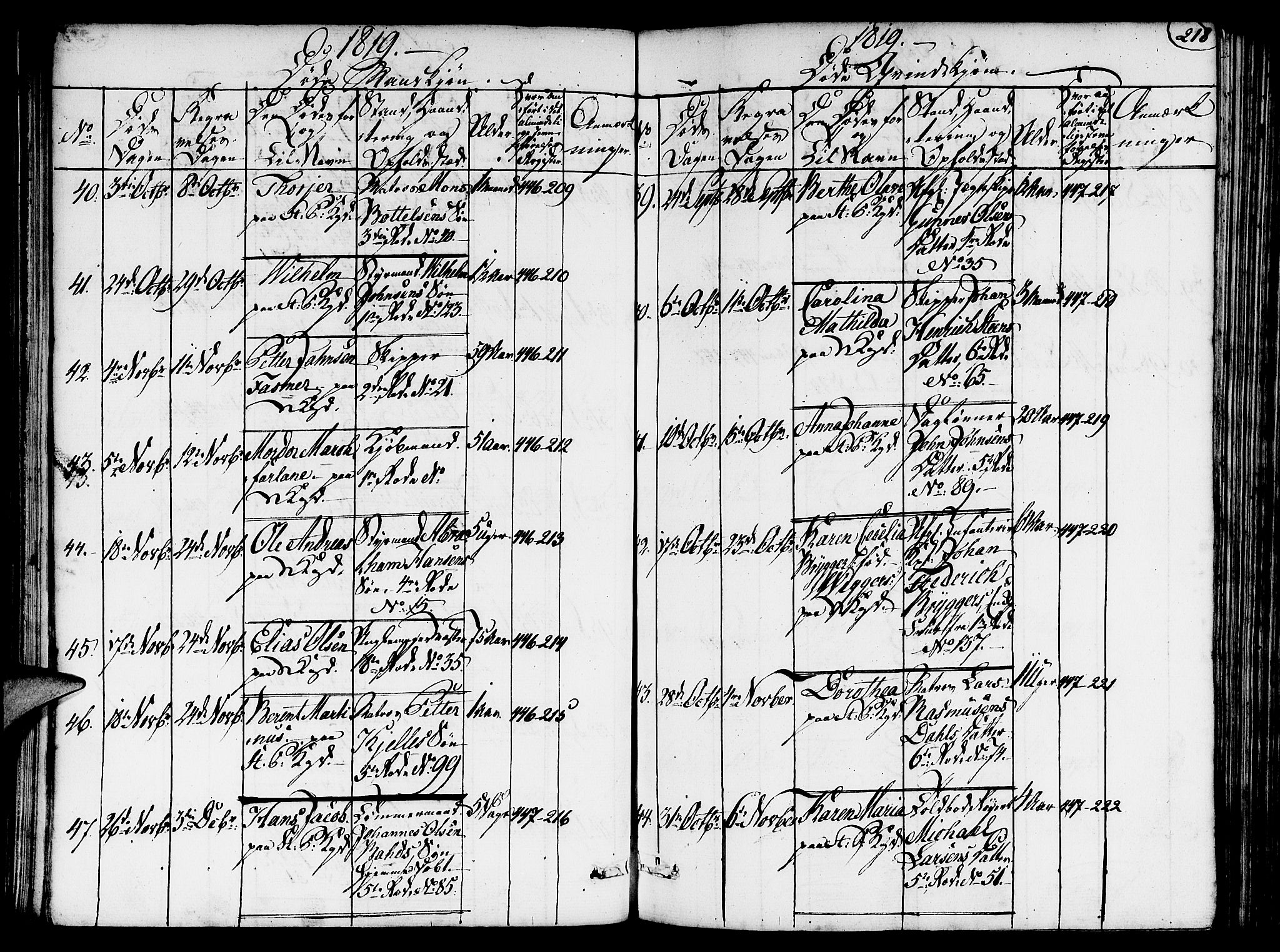 Nykirken Sokneprestembete, AV/SAB-A-77101/H/Hab/L0003: Parish register (copy) no. A 4, 1816-1821, p. 218