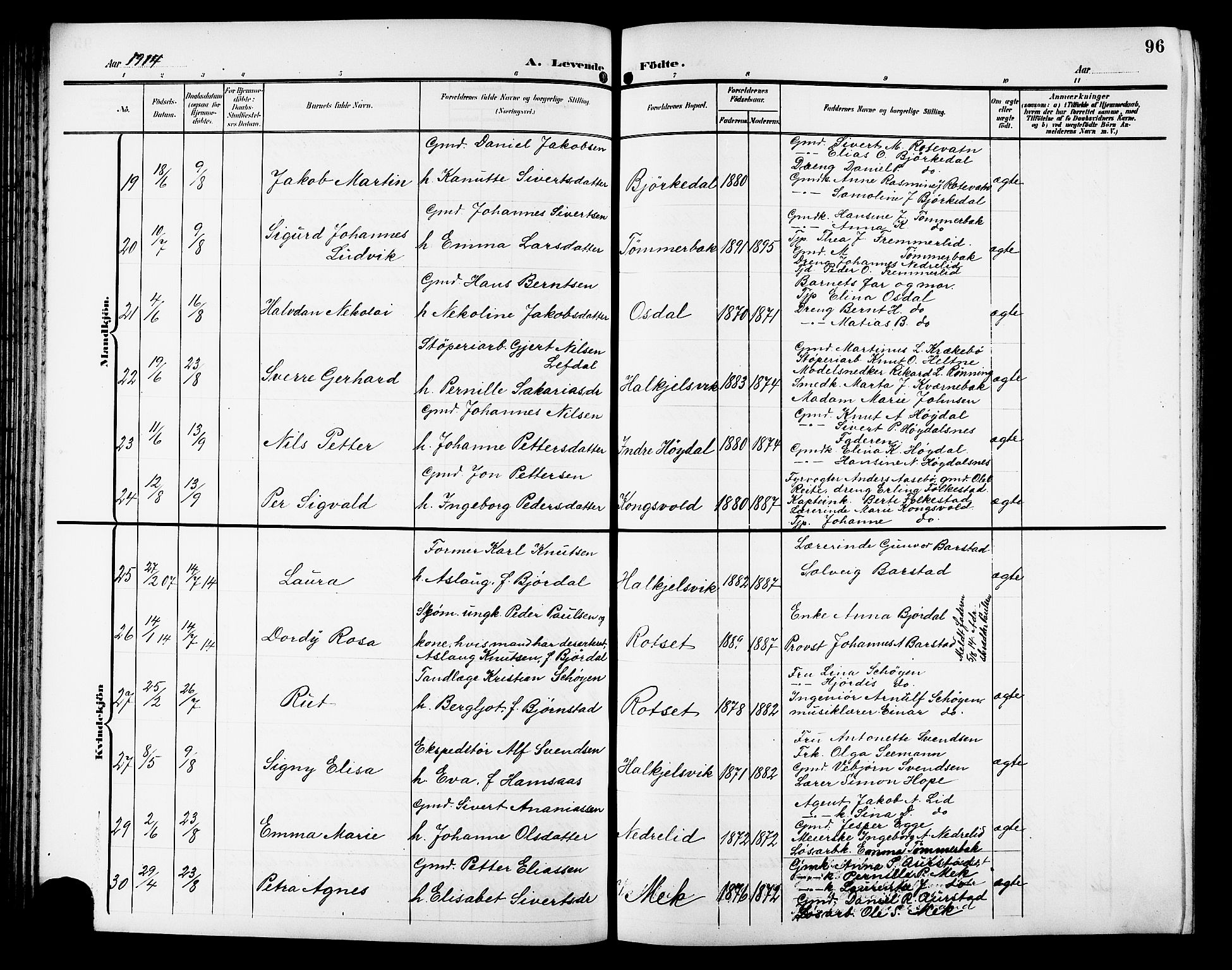 Ministerialprotokoller, klokkerbøker og fødselsregistre - Møre og Romsdal, AV/SAT-A-1454/511/L0159: Parish register (copy) no. 511C05, 1902-1920, p. 96