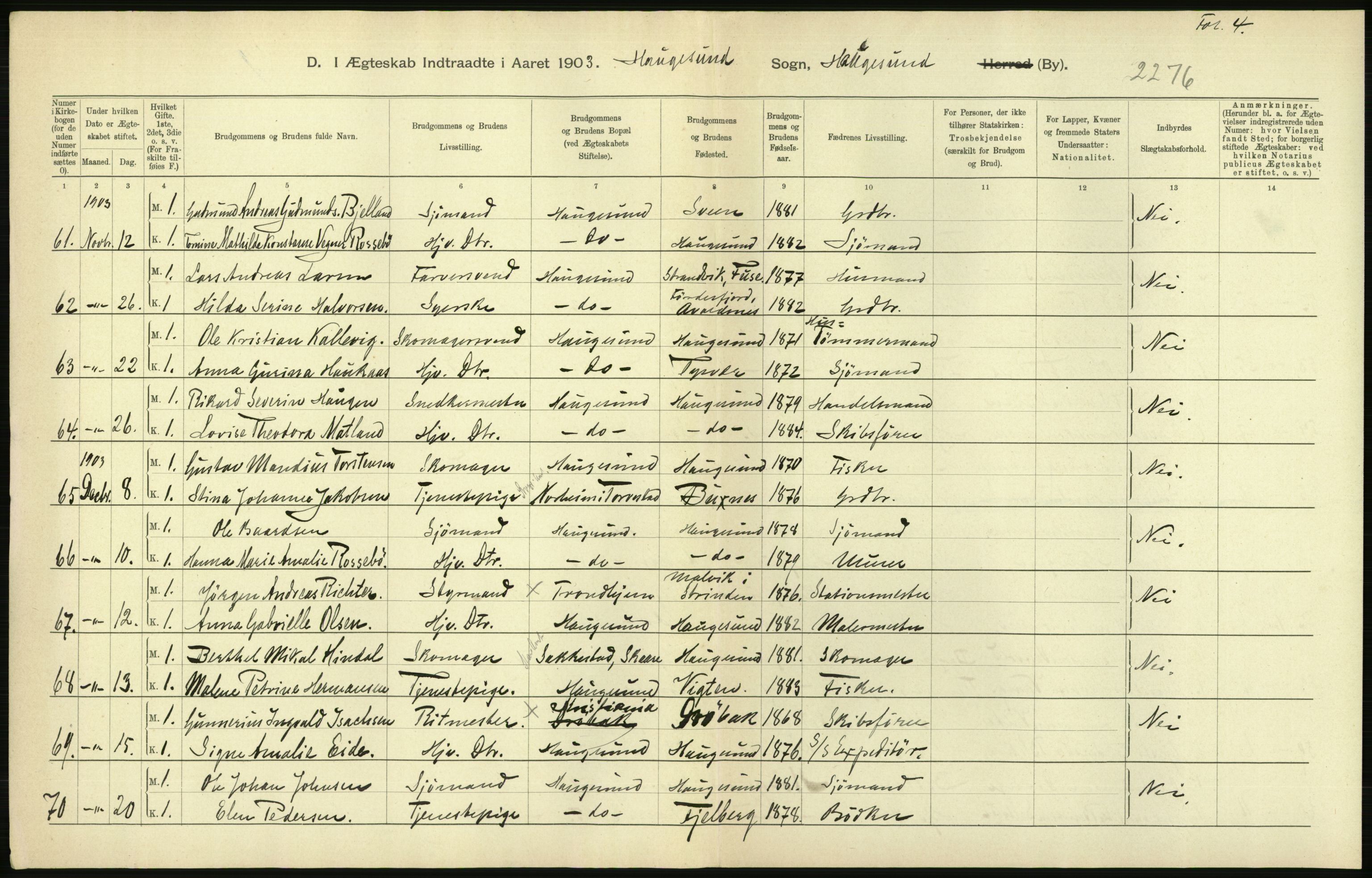 Statistisk sentralbyrå, Sosiodemografiske emner, Befolkning, AV/RA-S-2228/D/Df/Dfa/Dfaa/L0012: Stavanger amt: Fødte, gifte, døde, 1903, p. 630