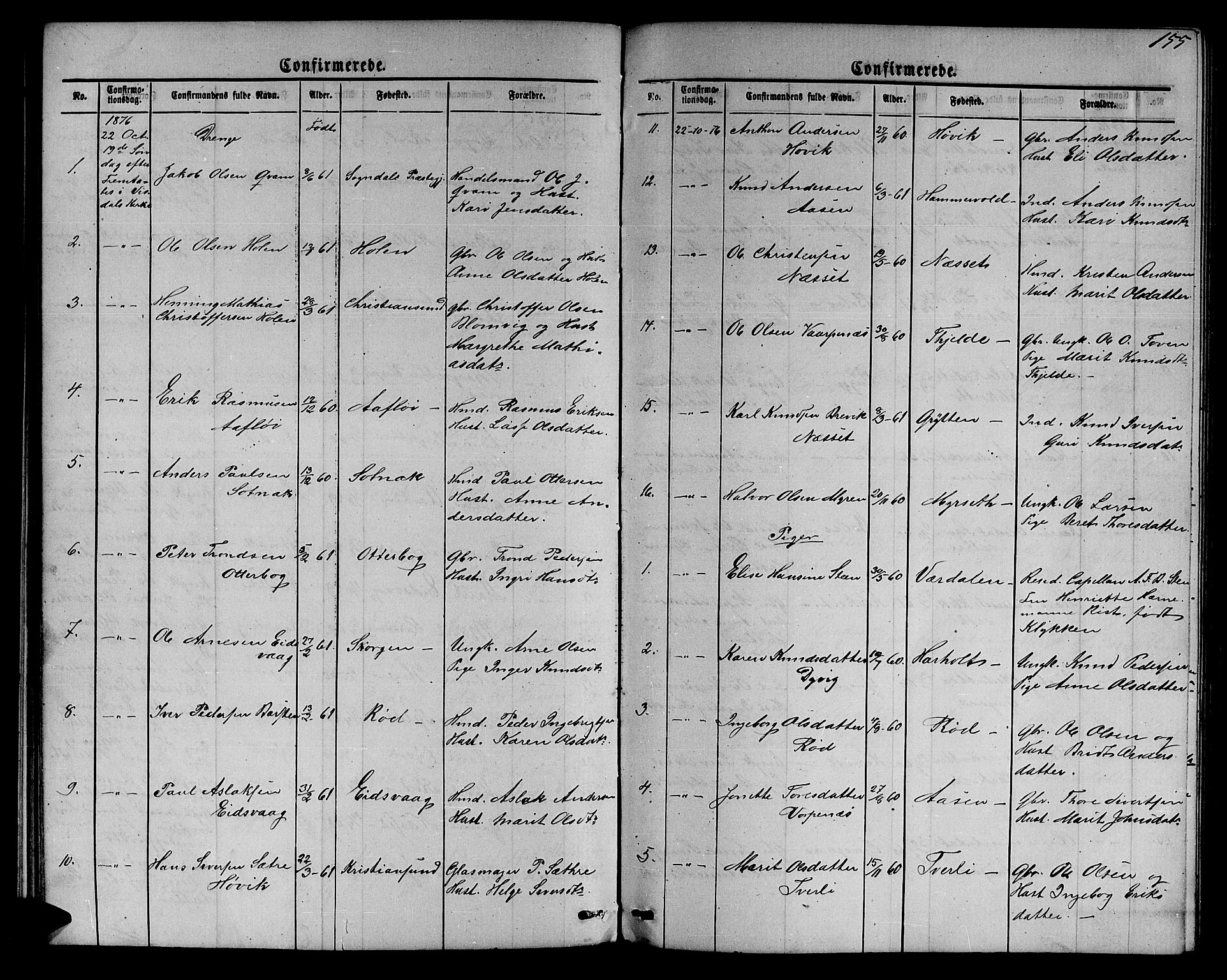 Ministerialprotokoller, klokkerbøker og fødselsregistre - Møre og Romsdal, AV/SAT-A-1454/551/L0630: Parish register (copy) no. 551C02, 1867-1885, p. 155