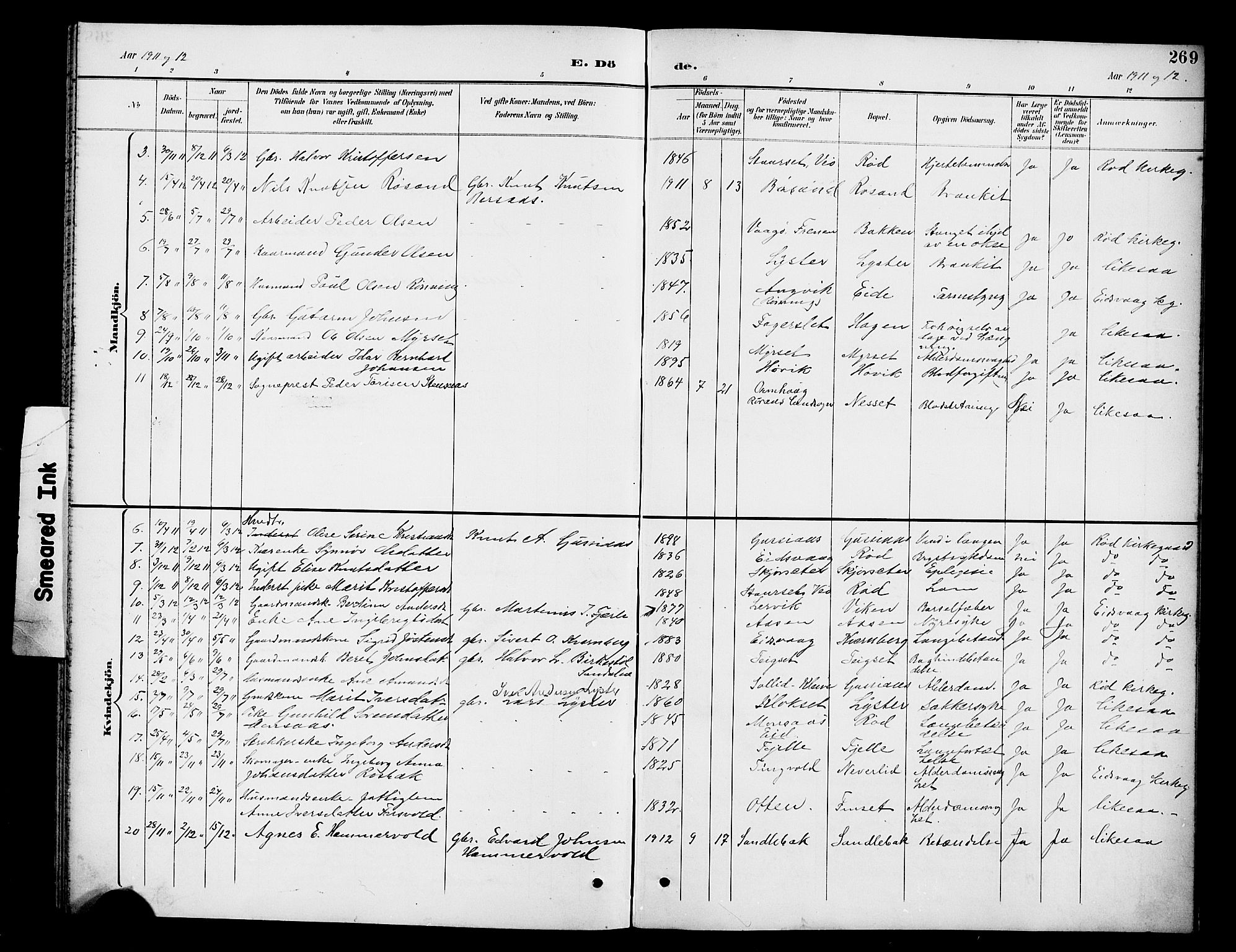 Ministerialprotokoller, klokkerbøker og fødselsregistre - Møre og Romsdal, SAT/A-1454/551/L0632: Parish register (copy) no. 551C04, 1894-1920, p. 269