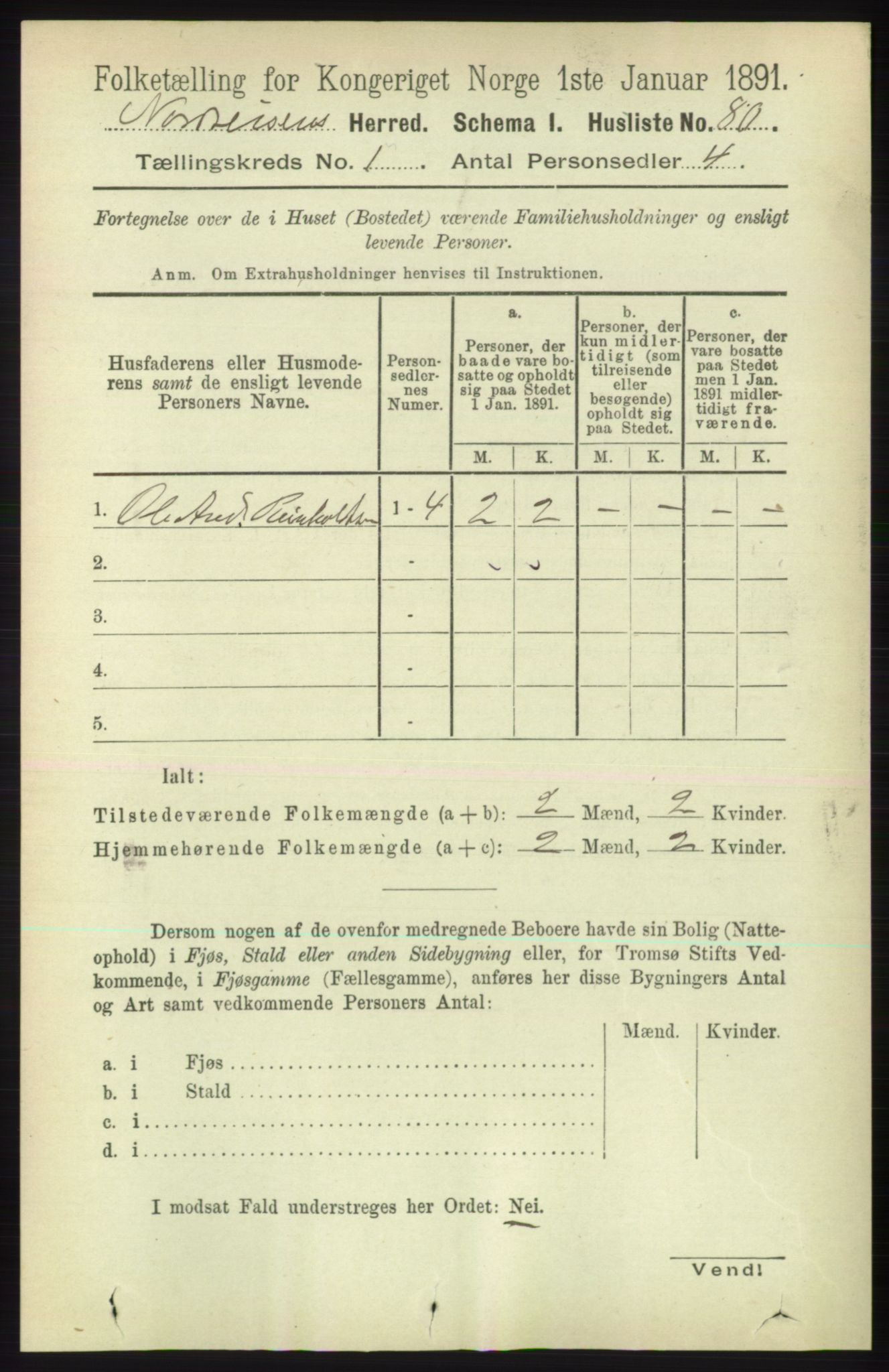 RA, 1891 census for 1942 Nordreisa, 1891, p. 93