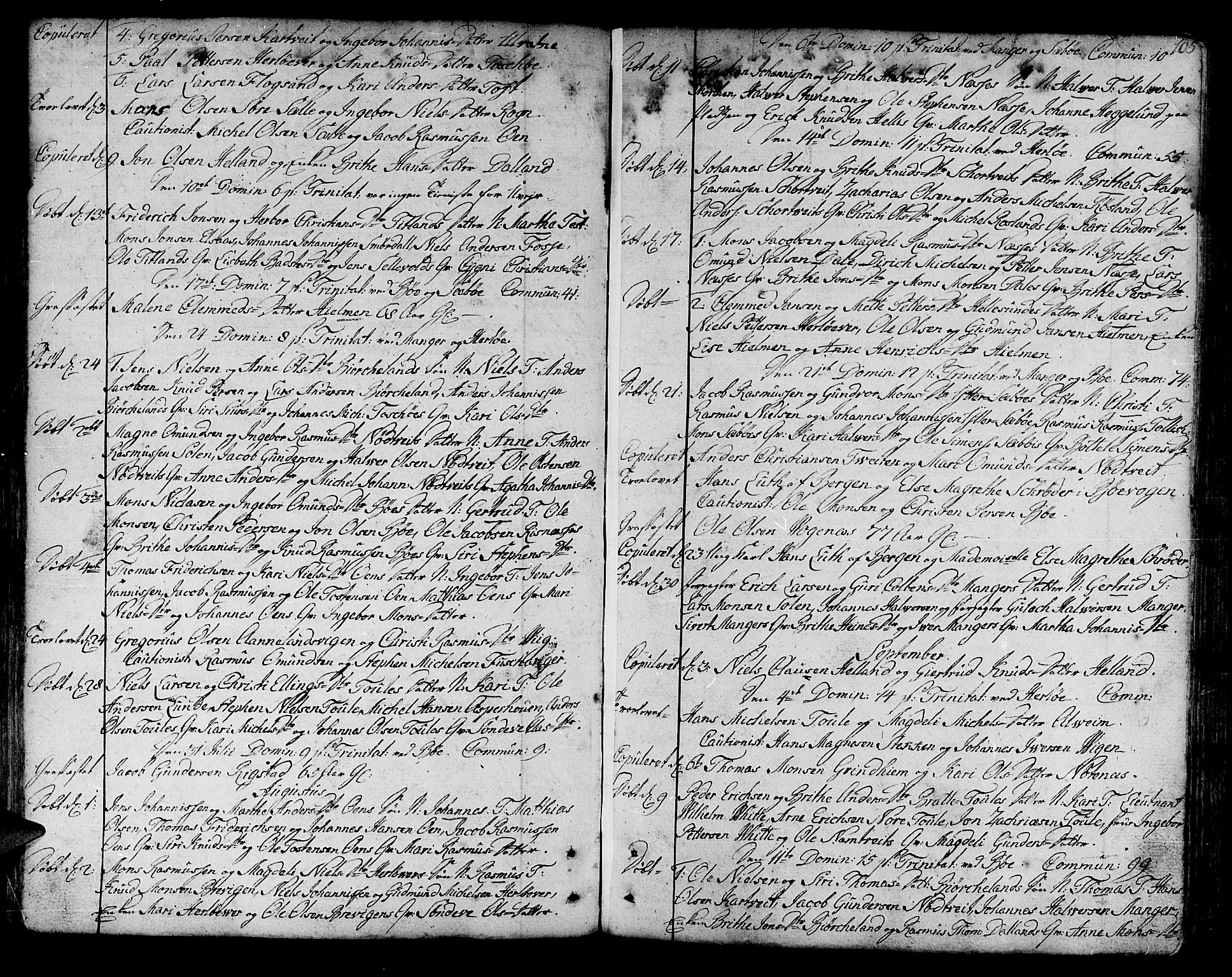 Manger sokneprestembete, AV/SAB-A-76801/H/Haa: Parish register (official) no. A 1, 1759-1791, p. 105