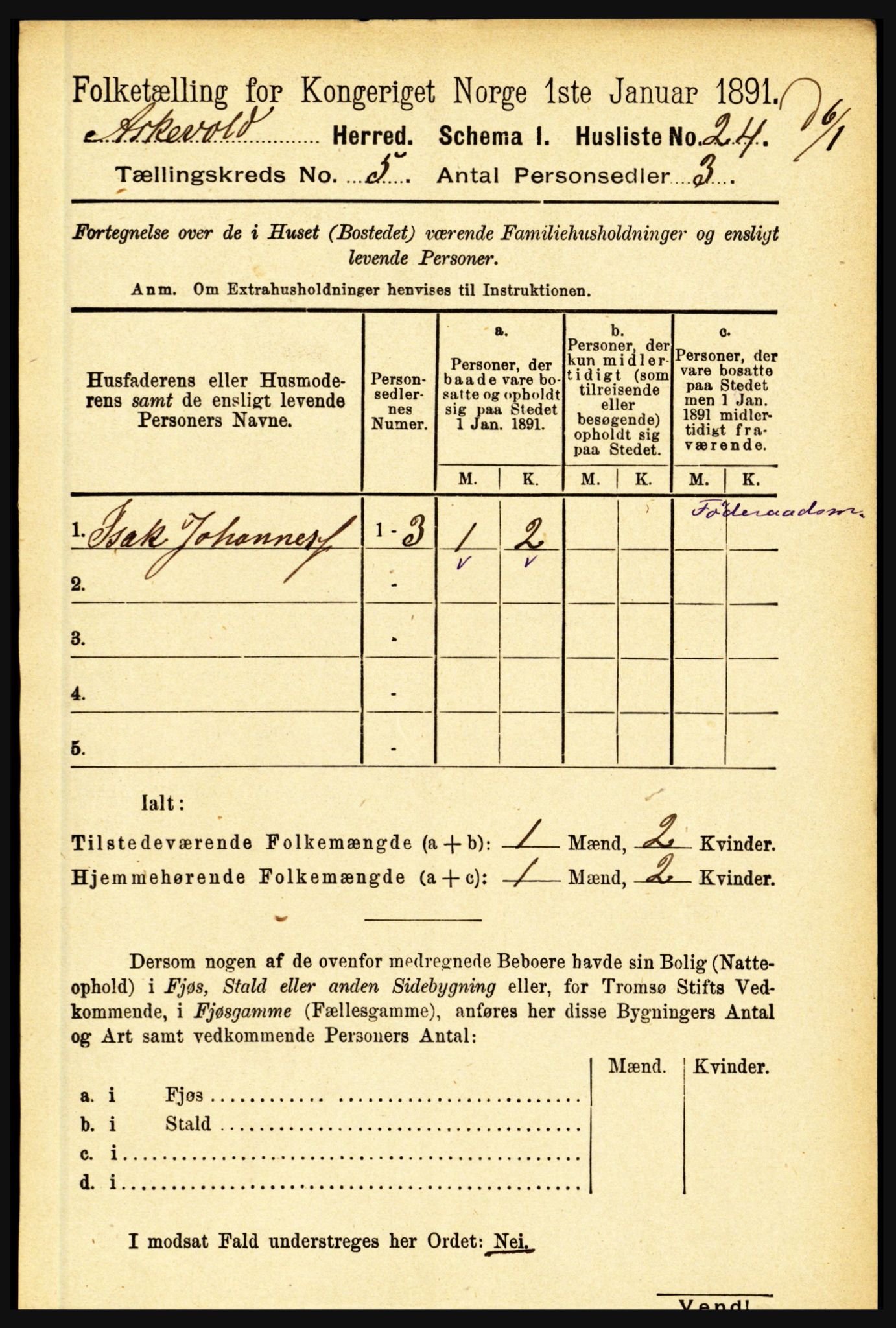 RA, 1891 census for 1428 Askvoll, 1891, p. 1512