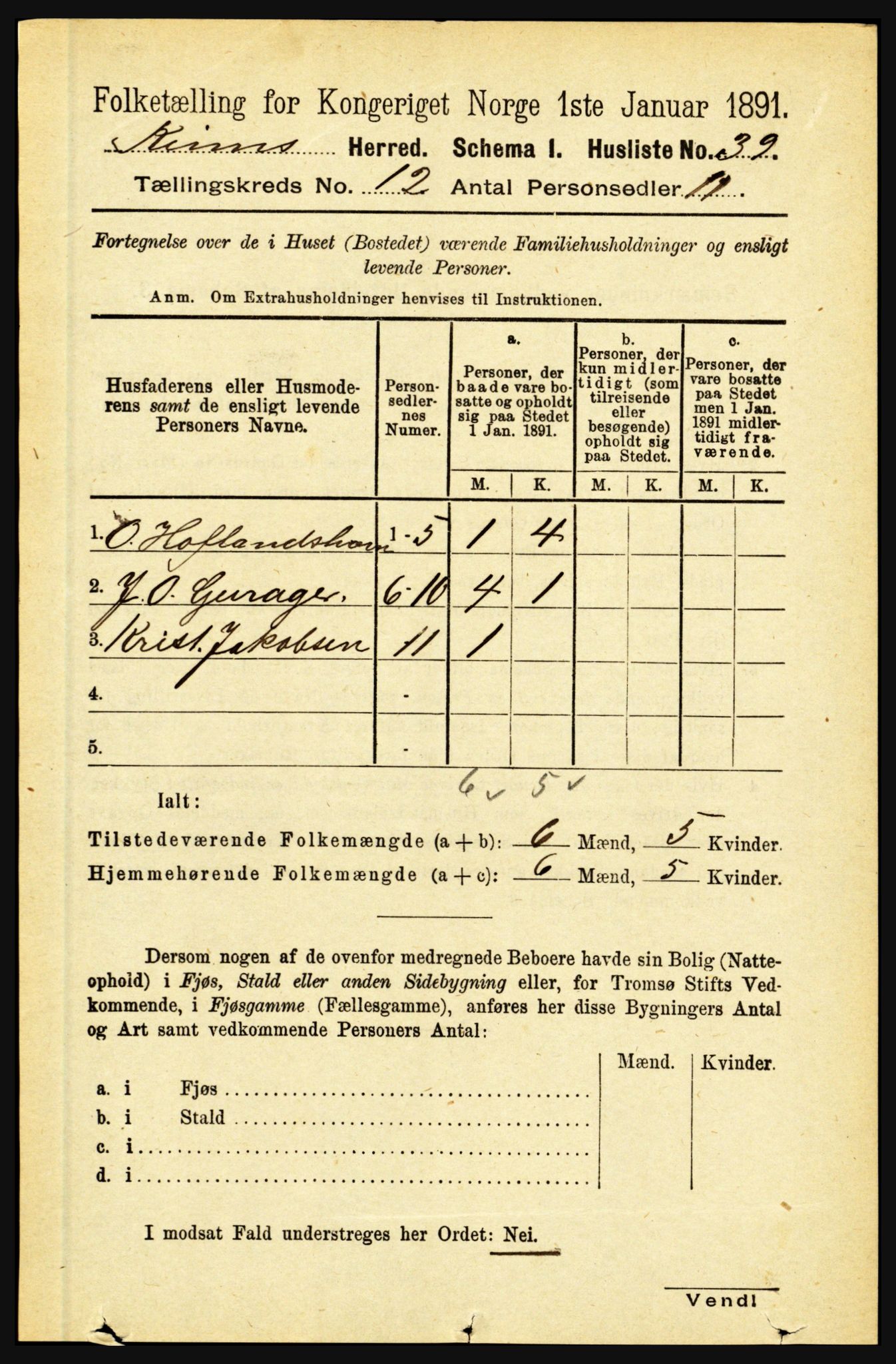 RA, 1891 census for 1437 Kinn, 1891, p. 4469
