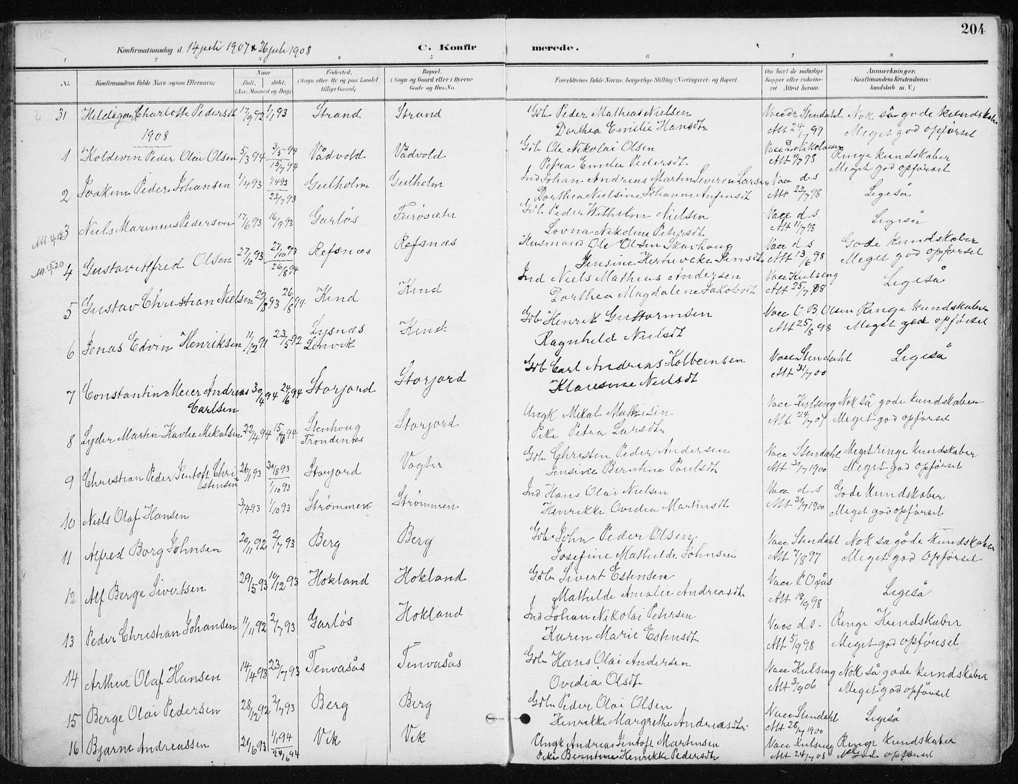 Kvæfjord sokneprestkontor, SATØ/S-1323/G/Ga/Gaa/L0006kirke: Parish register (official) no. 6, 1895-1914, p. 204