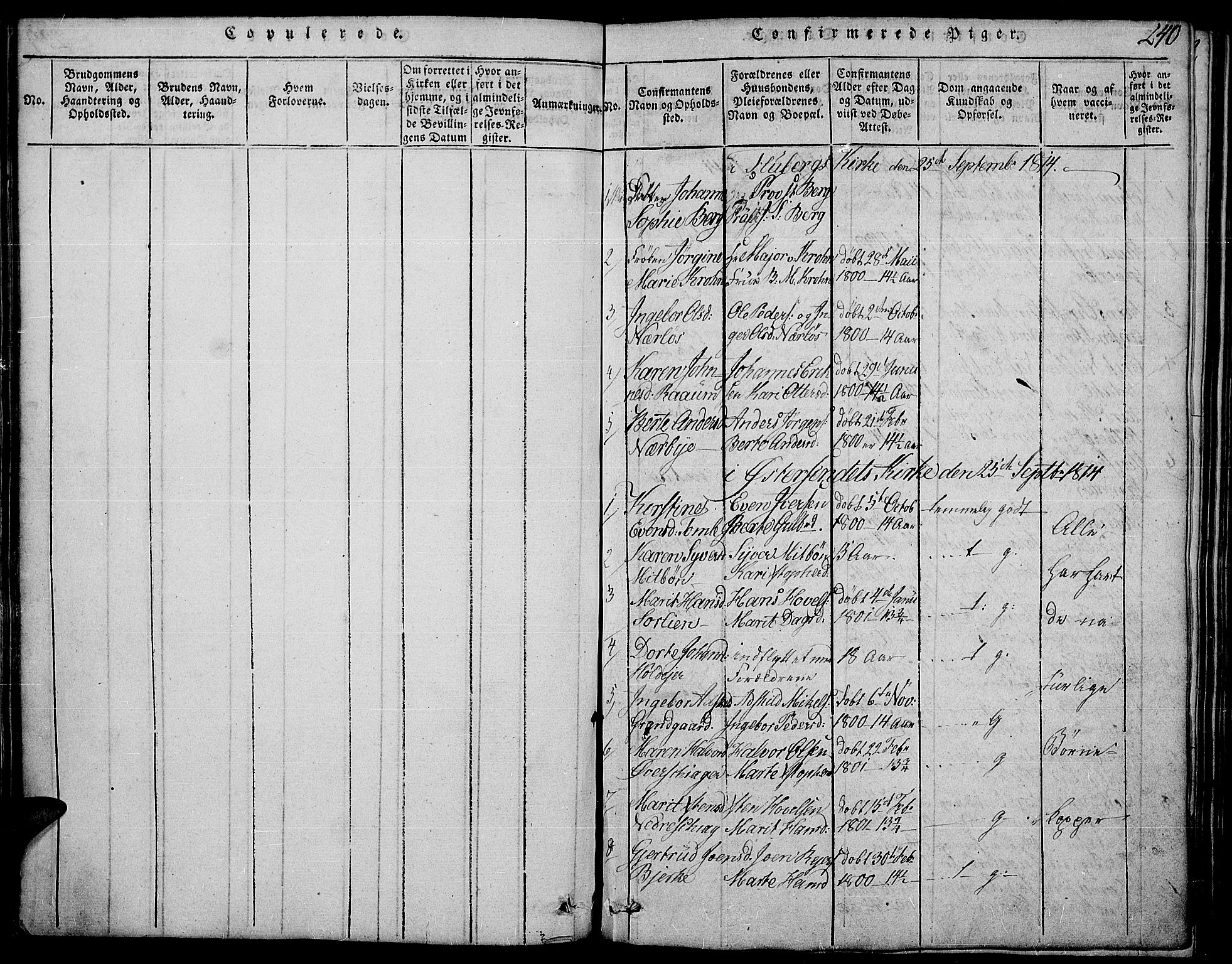 Land prestekontor, SAH/PREST-120/H/Ha/Haa/L0007: Parish register (official) no. 7, 1814-1830, p. 240a