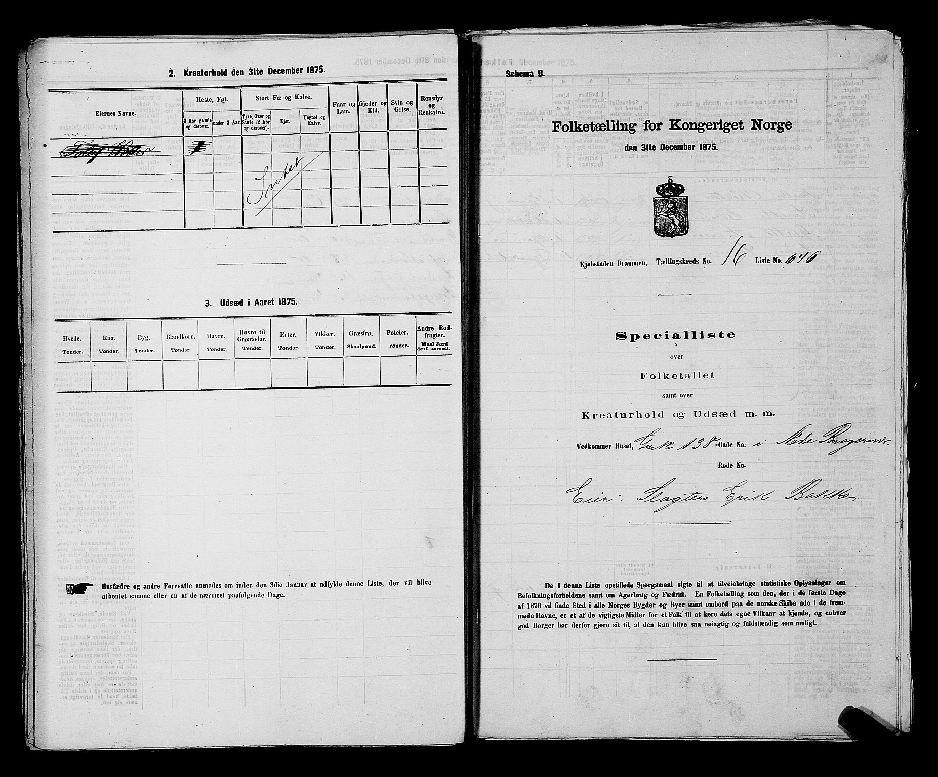 SAKO, 1875 census for 0602 Drammen, 1875, p. 1830