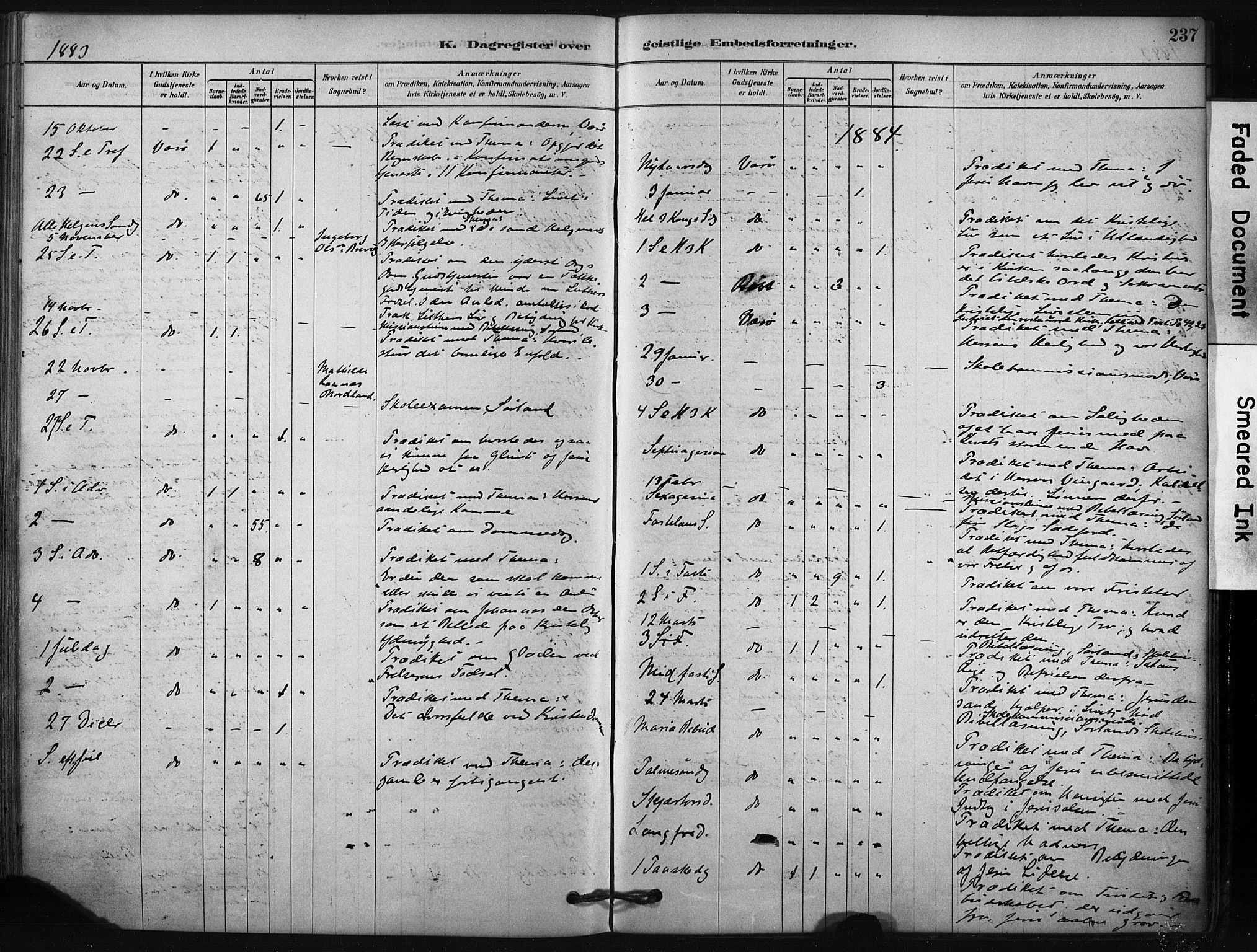 Ministerialprotokoller, klokkerbøker og fødselsregistre - Nordland, AV/SAT-A-1459/807/L0122: Parish register (official) no. 807A05, 1880-1902, p. 237