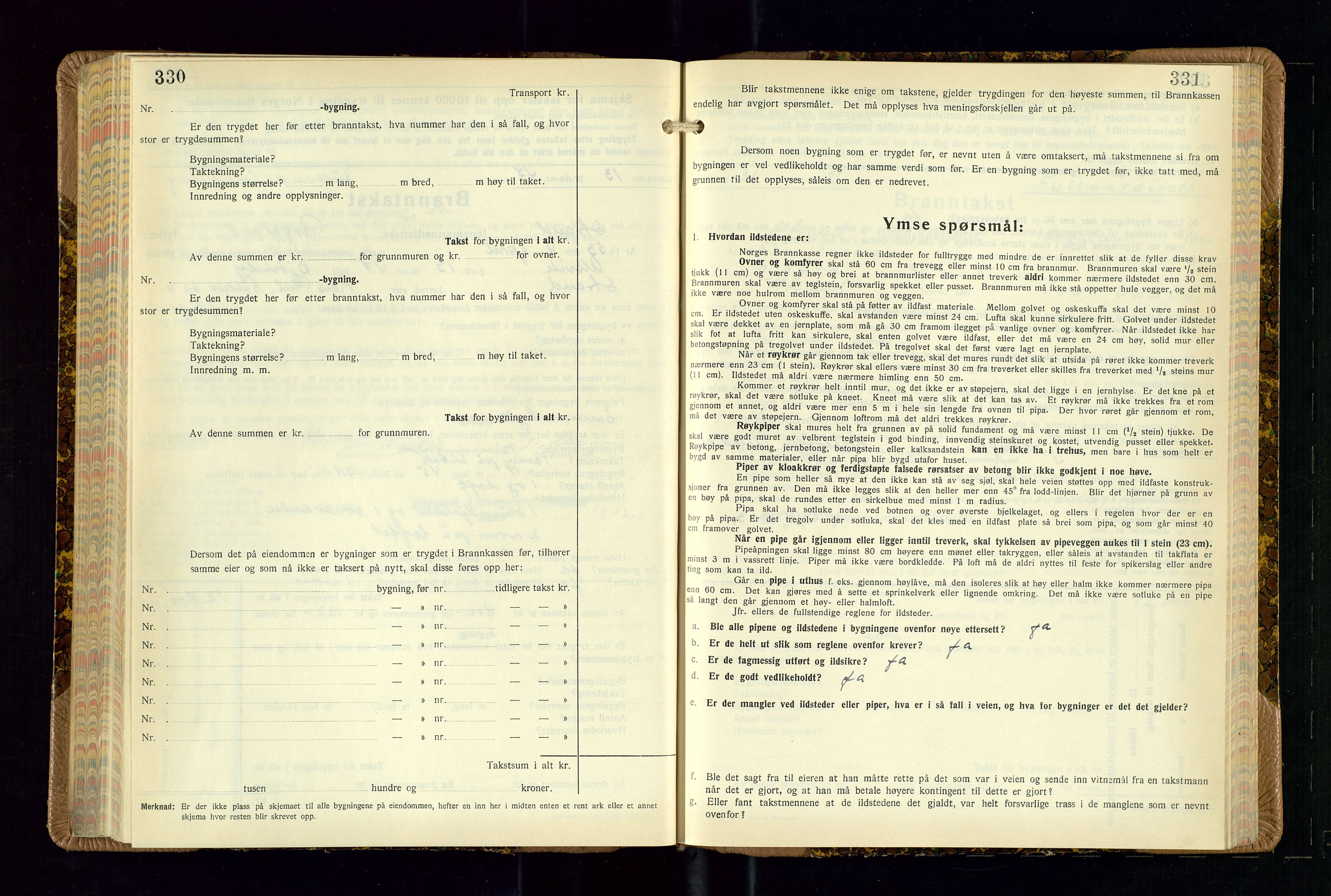 Strand og Forsand lensmannskontor, SAST/A-100451/Gob/L0002: Branntakstprotokoll, 1942-1953, p. 330-331