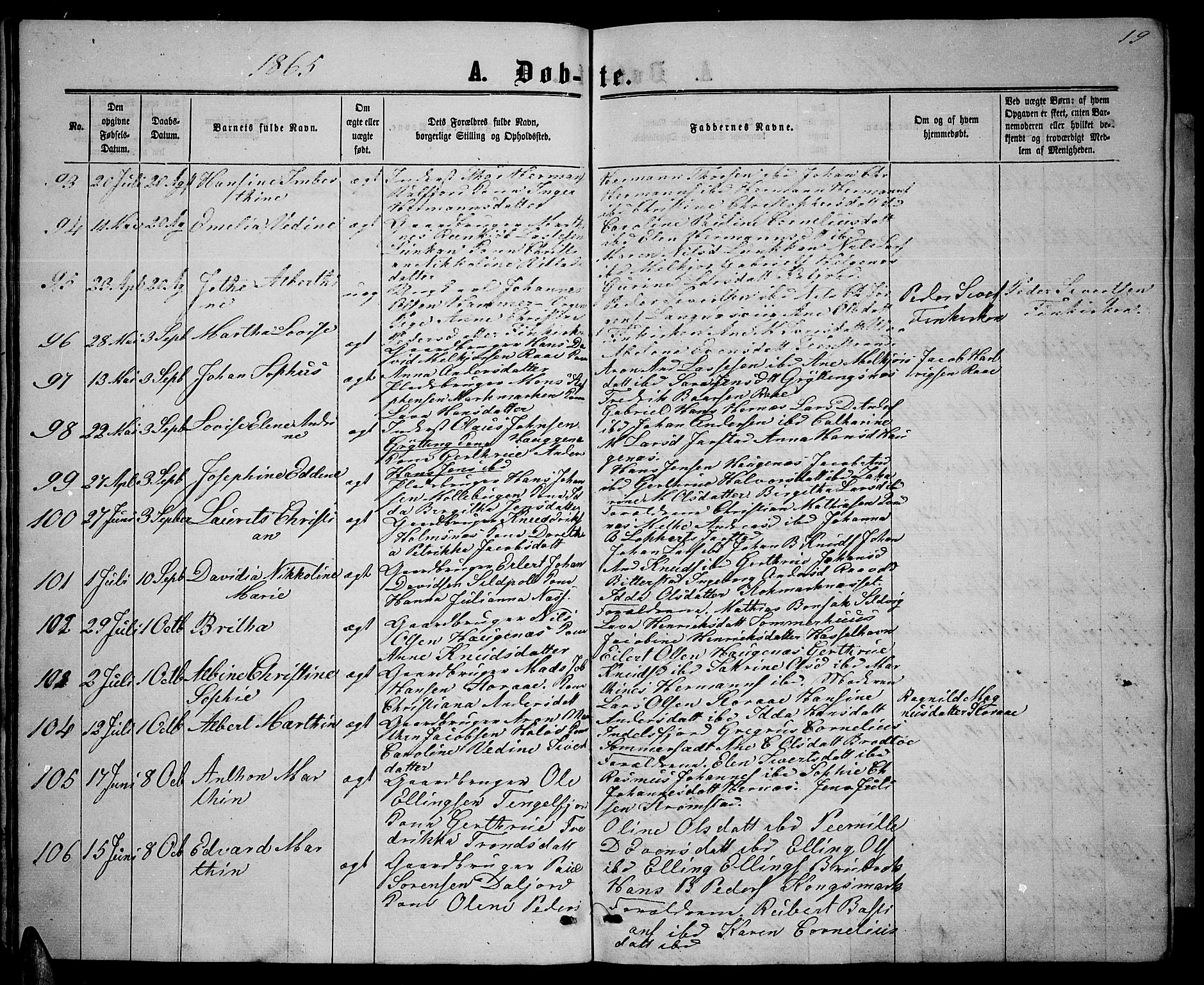 Ministerialprotokoller, klokkerbøker og fødselsregistre - Nordland, AV/SAT-A-1459/888/L1266: Parish register (copy) no. 888C04, 1864-1877, p. 19